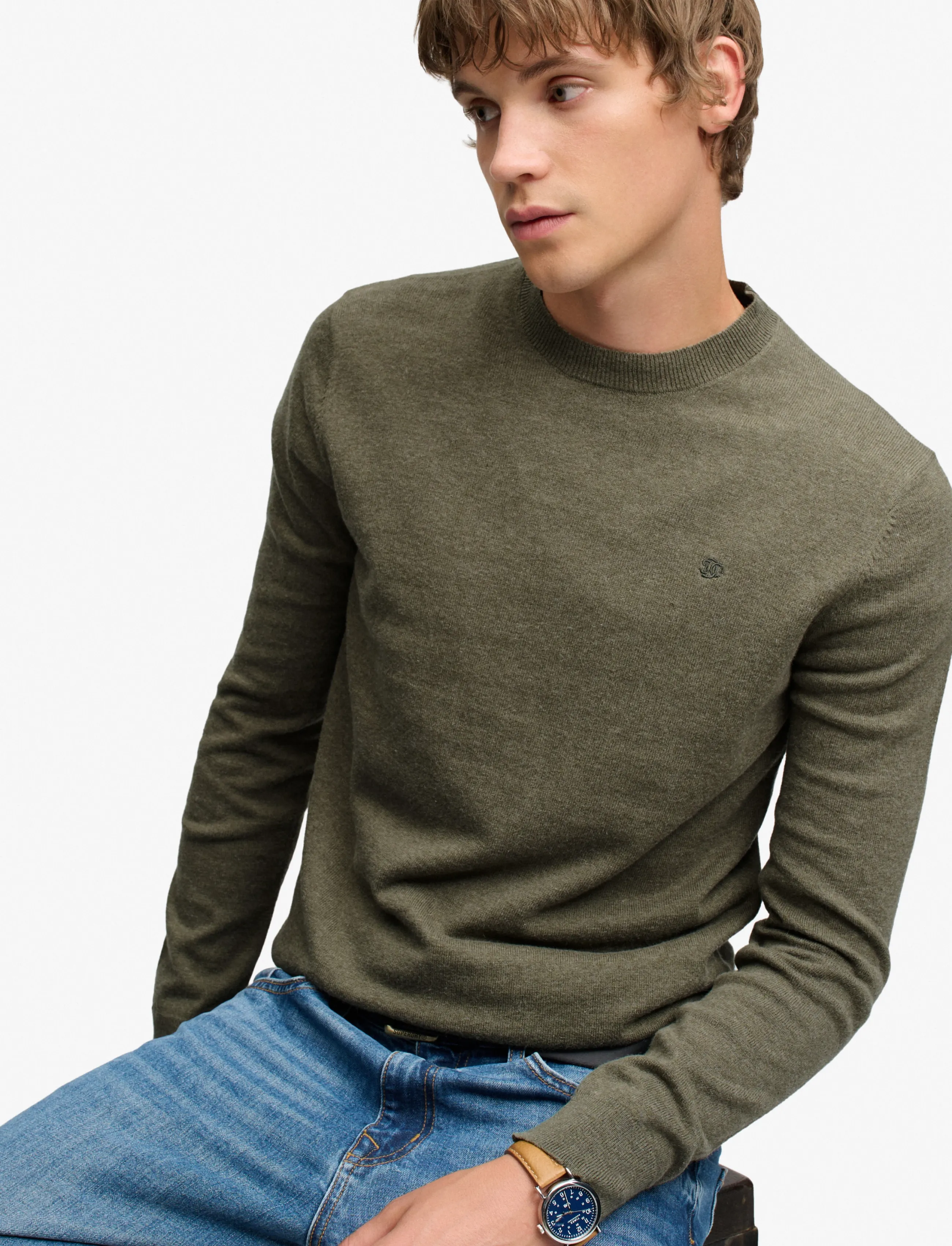 Superdry - ESSENTIAL LW WOOL BLEND JUMPER - rundhalsad - lichen green marl - 4