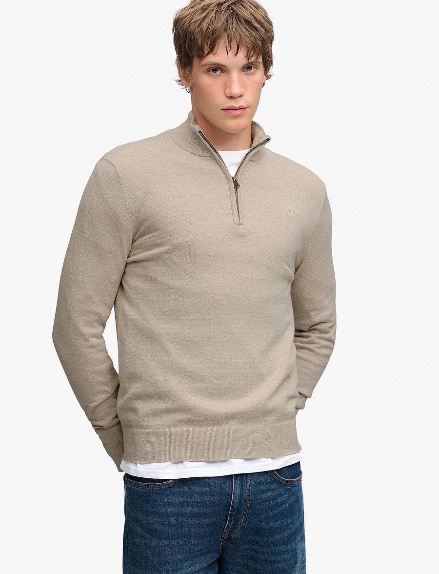 Superdry - ESS LW WOOL BLEND 1/2 ZIP - half zip jumpers - barley marl - 0