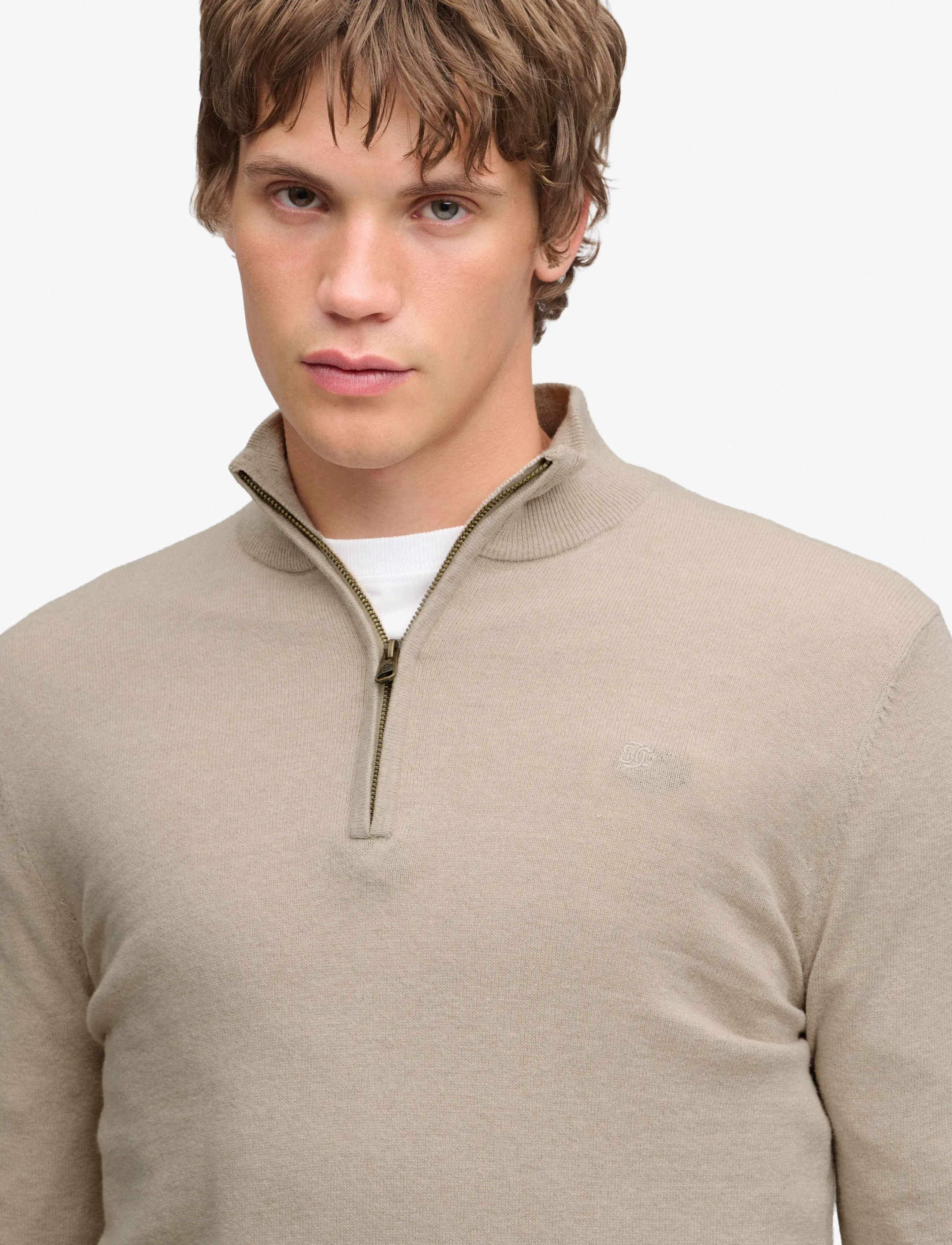 Superdry - ESS LW WOOL BLEND 1/2 ZIP - half zip jumpers - barley marl - 3