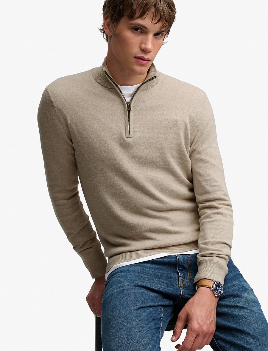 Superdry - ESS LW WOOL BLEND 1/2 ZIP - half zip jumpers - barley marl - 4