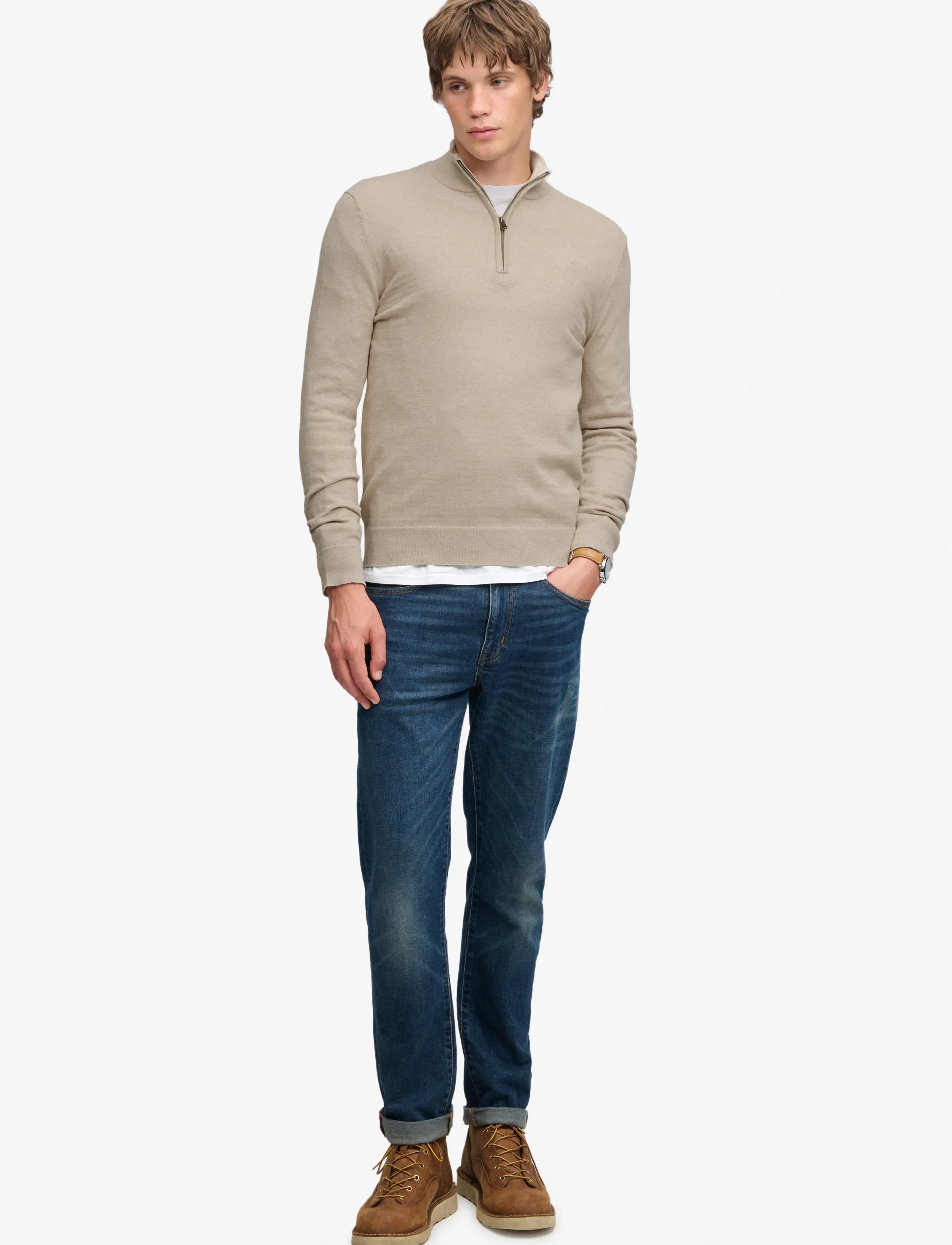 Superdry - ESS LW WOOL BLEND 1/2 ZIP - half zip jumpers - barley marl - 5