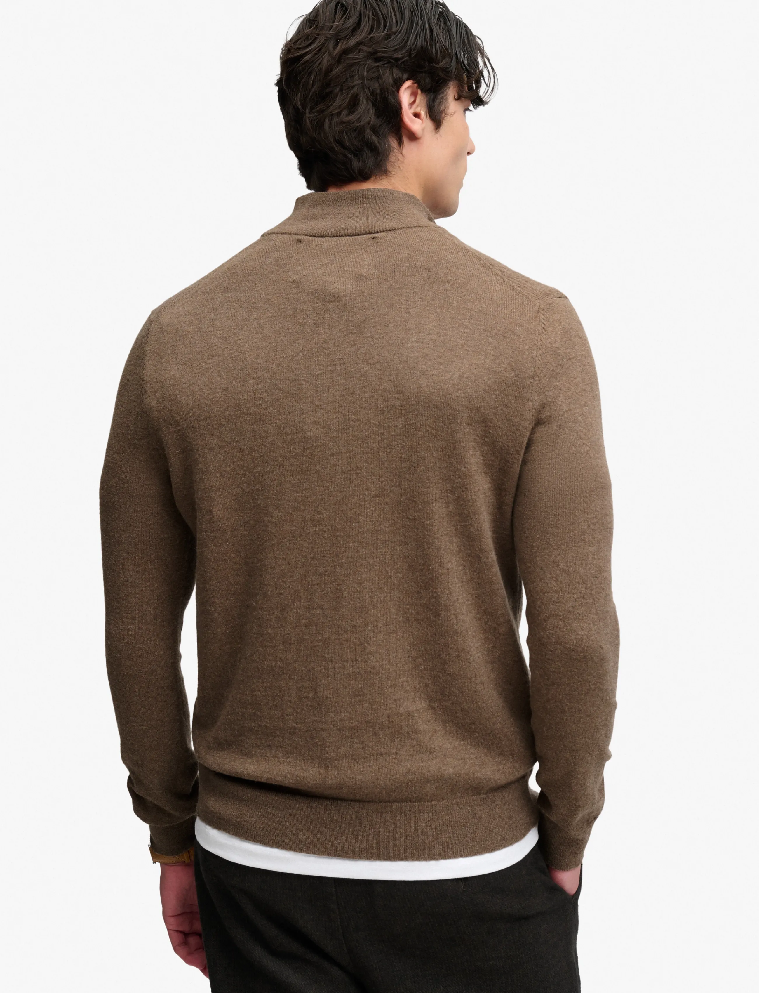 Superdry - ESS LW WOOL BLEND 1/2 ZIP - halfzip strik - biscuit brown marl - 3