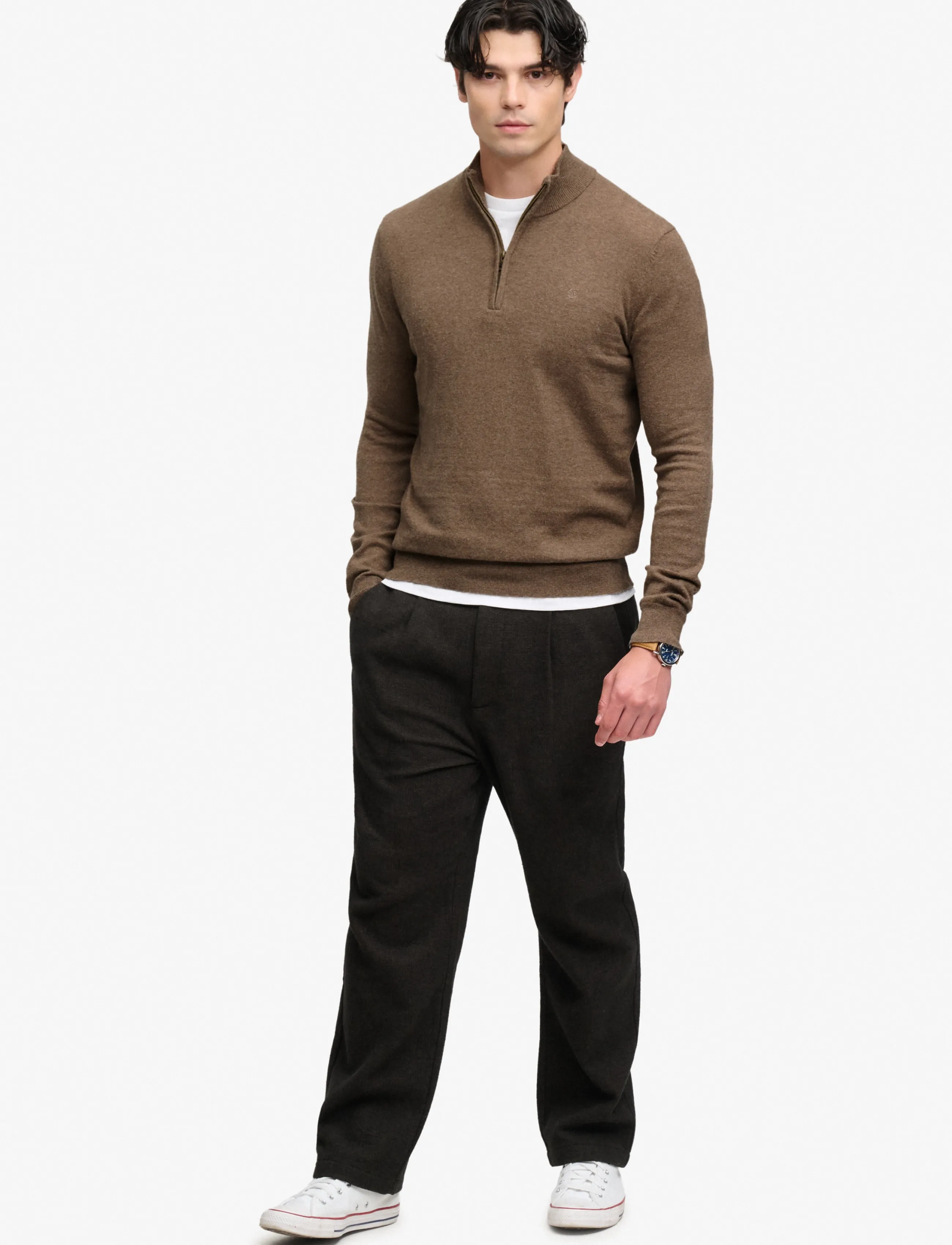 Superdry - ESS LW WOOL BLEND 1/2 ZIP - halfzip strik - biscuit brown marl - 4