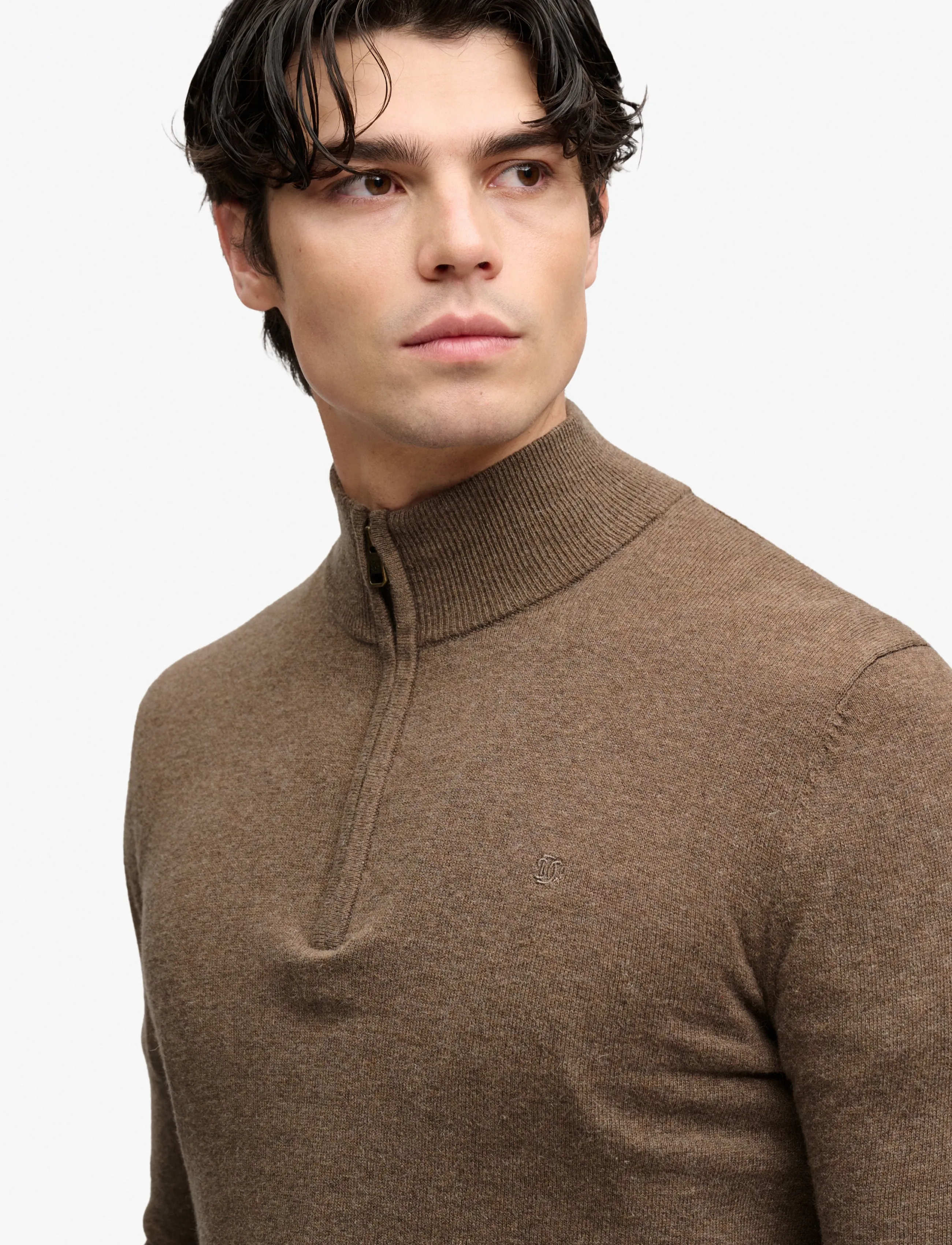 Superdry - ESS LW WOOL BLEND 1/2 ZIP - halfzip strik - biscuit brown marl - 5