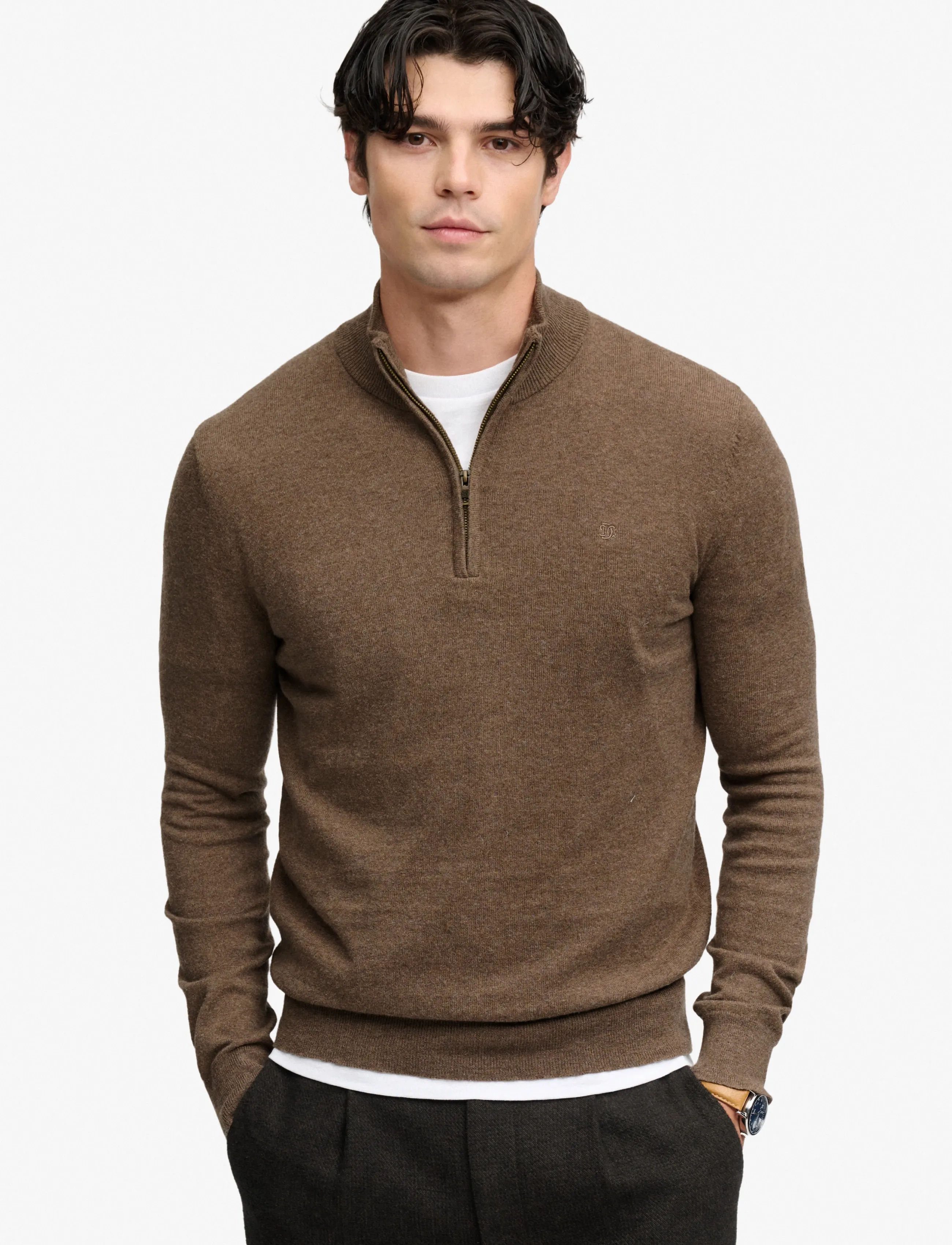 Superdry Ess Lw Wool Blend 1/2 Zip stickade tröjor herr – bild 5