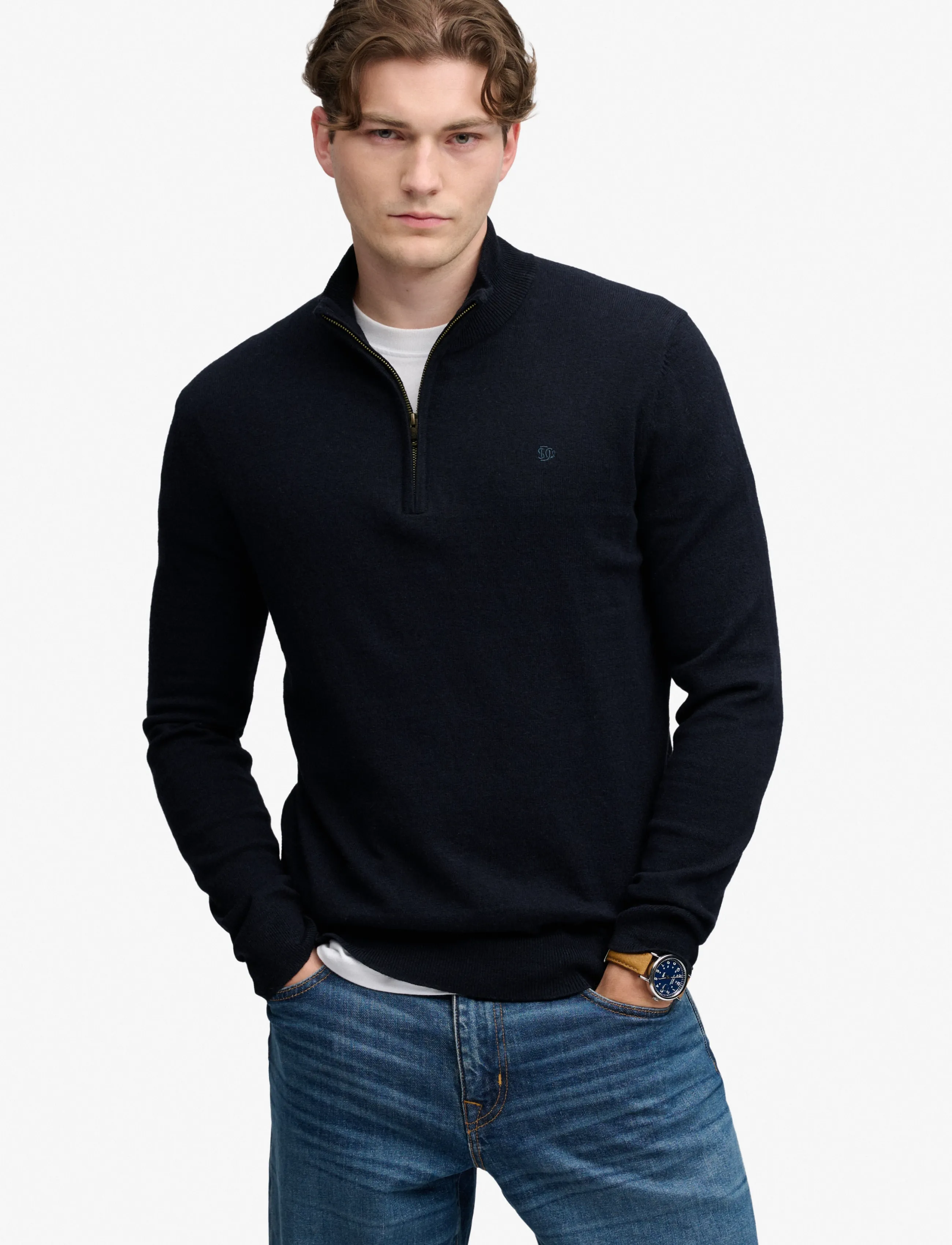 Superdry Tröjor Ess LW Ullblandad 1/2 Dragkedja Stickad herr – bild 6