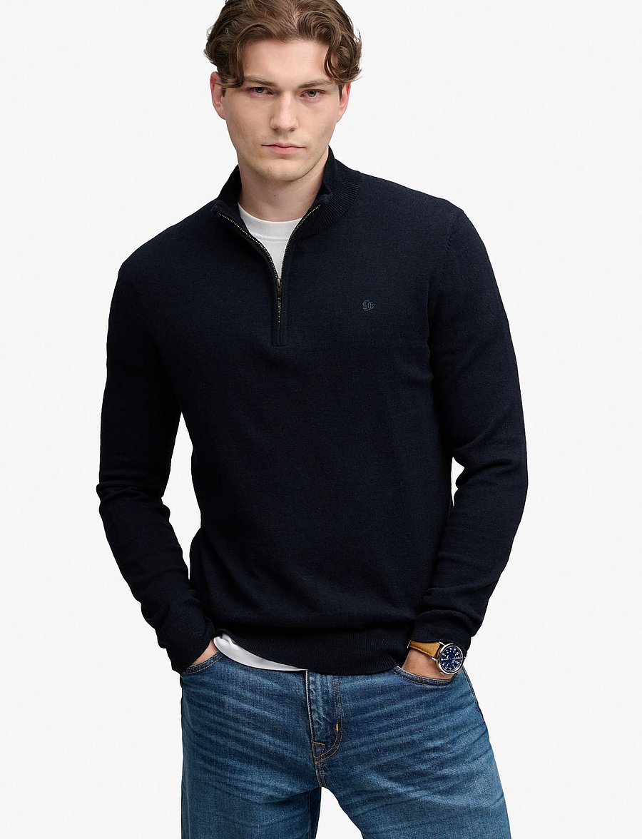 Superdry - ESS LW WOOL BLEND 1/2 ZIP - pullover mit halbem reißverschluss - deepest navy - 0