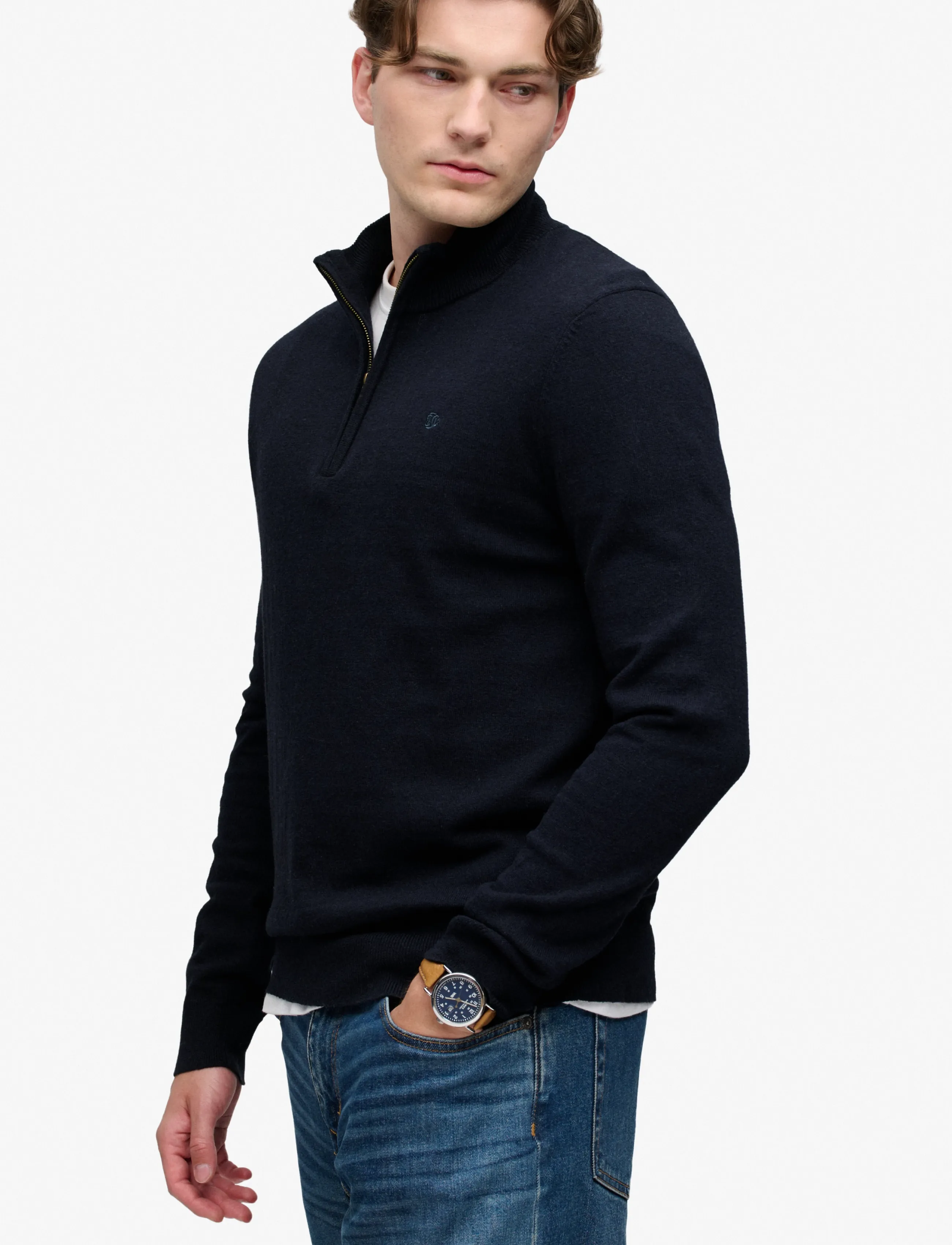 Superdry - ESS LW WOOL BLEND 1/2 ZIP - pullover mit halbem reißverschluss - deepest navy - 4