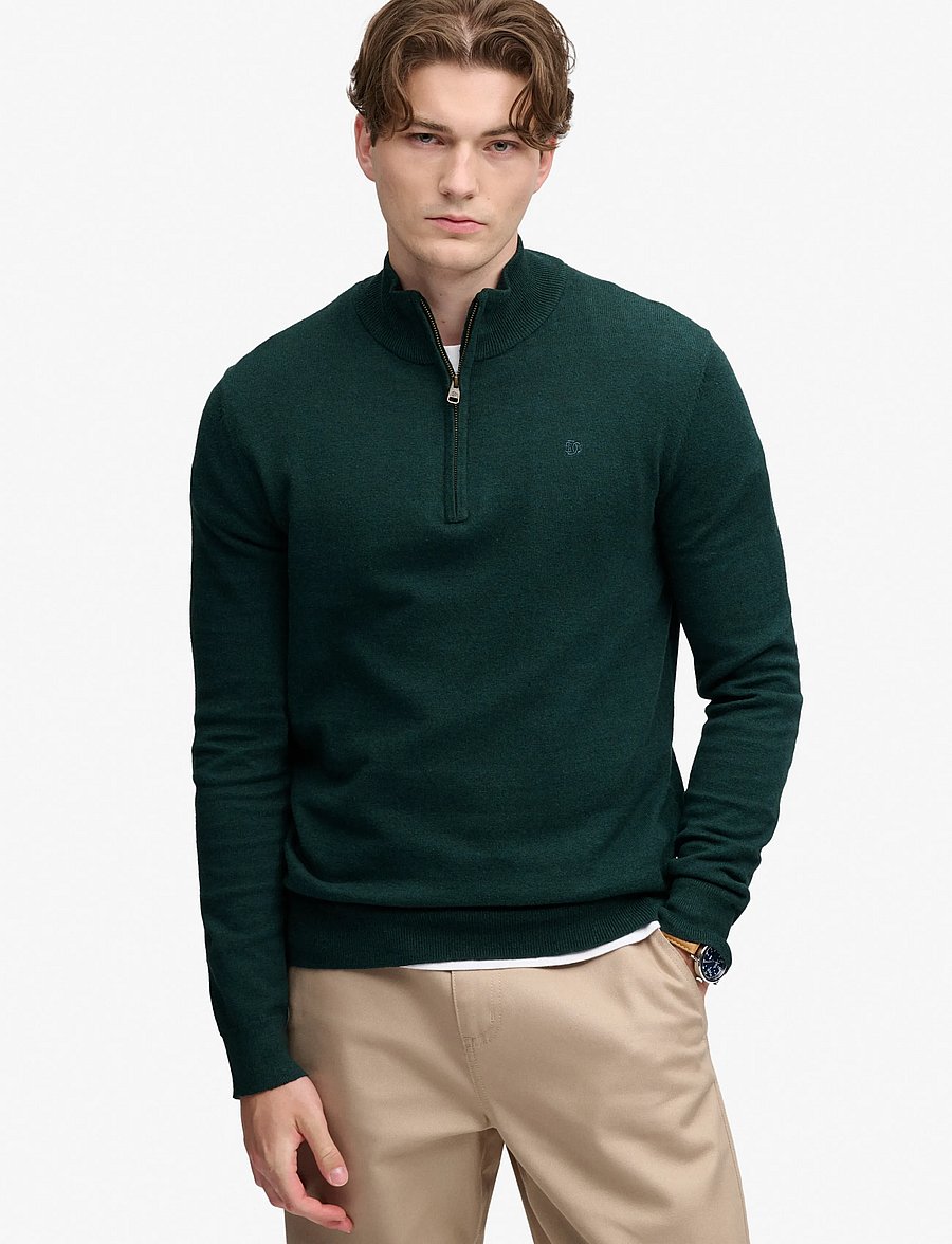 Superdry - ESS LW WOOL BLEND 1/2 ZIP - pullover mit halbem reißverschluss - deep pine green - 0
