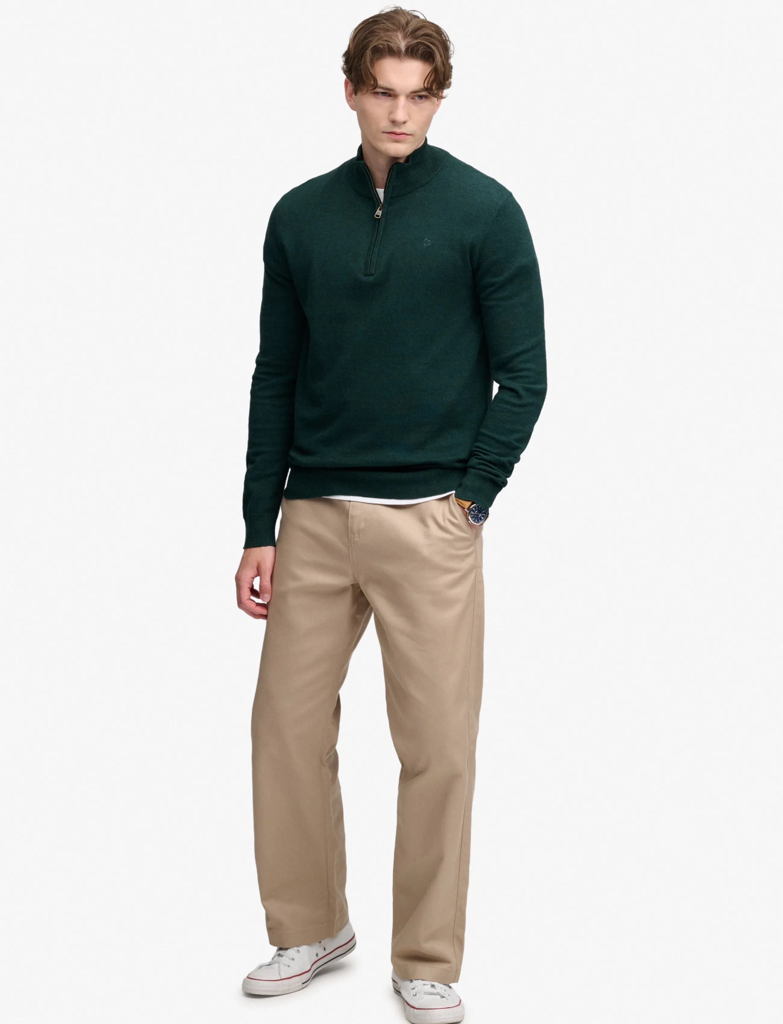 Superdry - ESS LW WOOL BLEND 1/2 ZIP - pullover mit halbem reißverschluss - deep pine green - 4