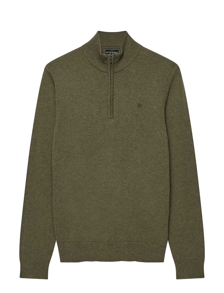 Superdry - ESS LW WOOL BLEND 1/2 ZIP - pullover mit halbem reißverschluss - lichen green marl - 1