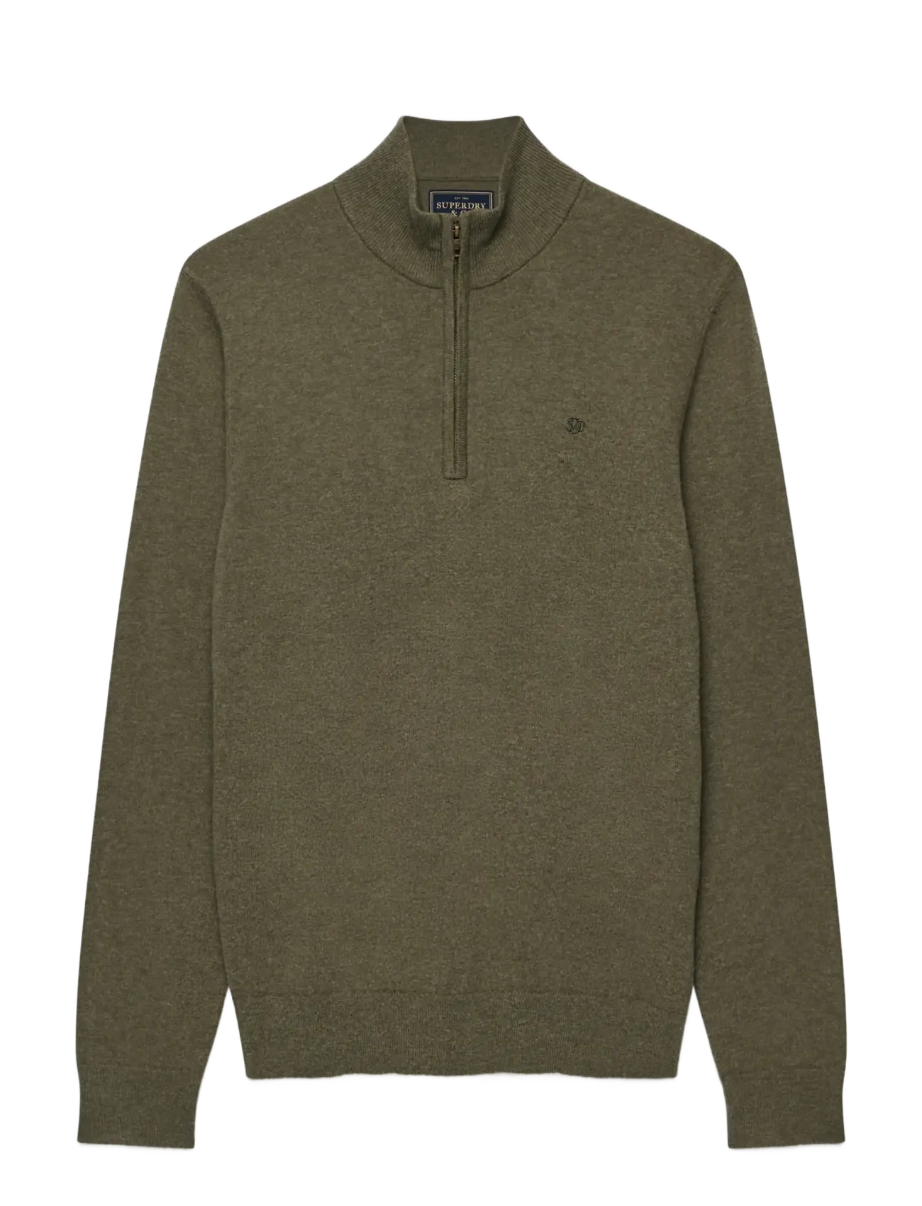 Superdry ESS LW WOOL BLEND 1/2 ZIP - Kleidung - LICHEN GREEN MARL / khaki/green