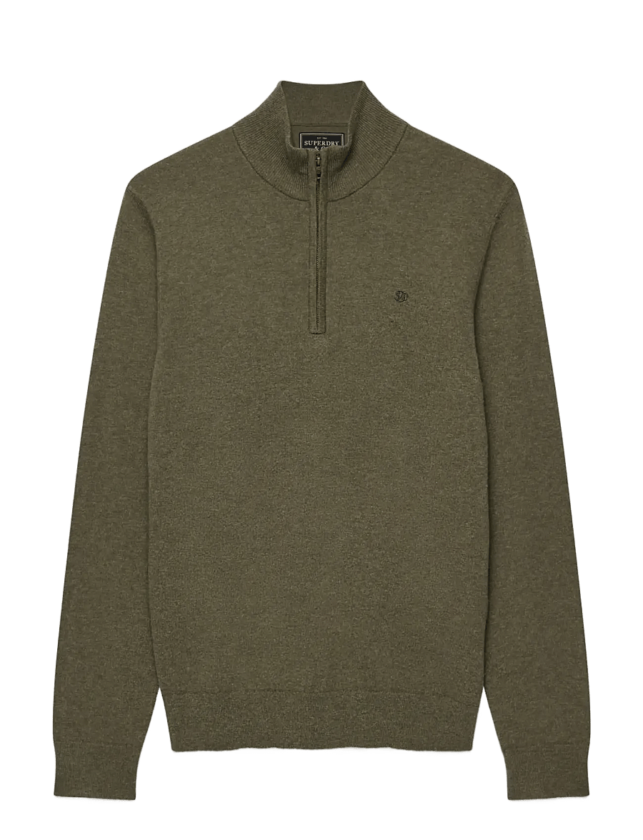 Superdry - ESS LW WOOL BLEND 1/2 ZIP - pullover mit halbem reißverschluss - lichen green marl - 1