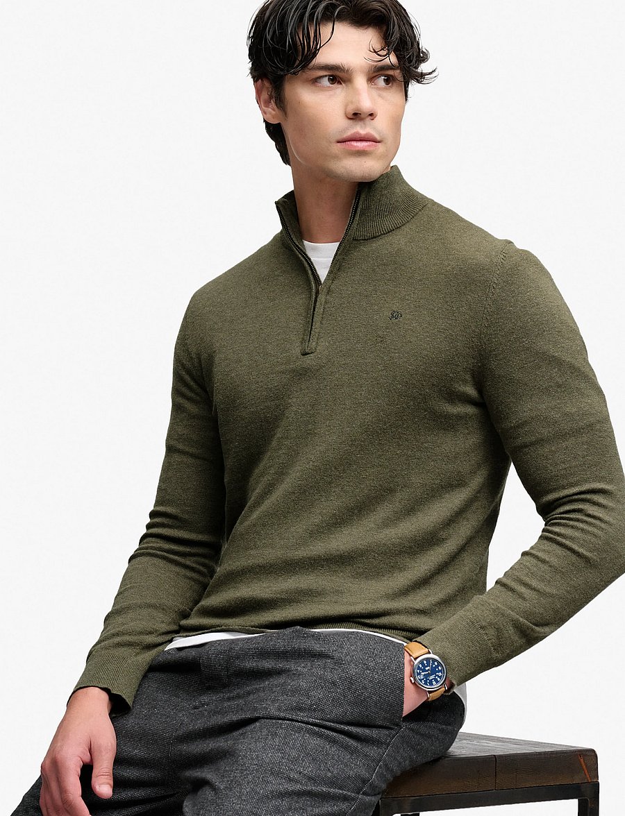 Superdry - ESS LW WOOL BLEND 1/2 ZIP - pullover mit halbem reißverschluss - lichen green marl - 0