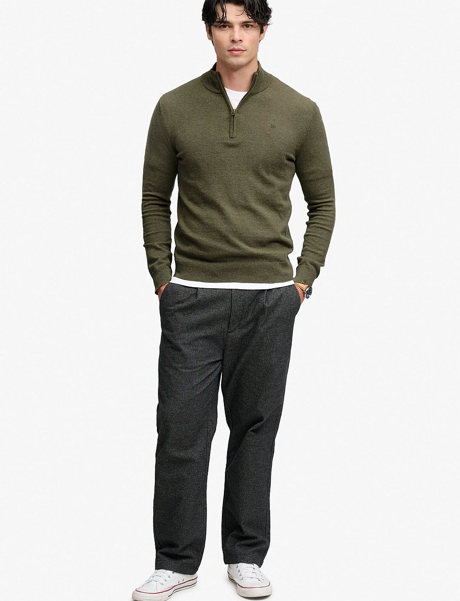 Superdry - ESS LW WOOL BLEND 1/2 ZIP - pullover mit halbem reißverschluss - lichen green marl - 3