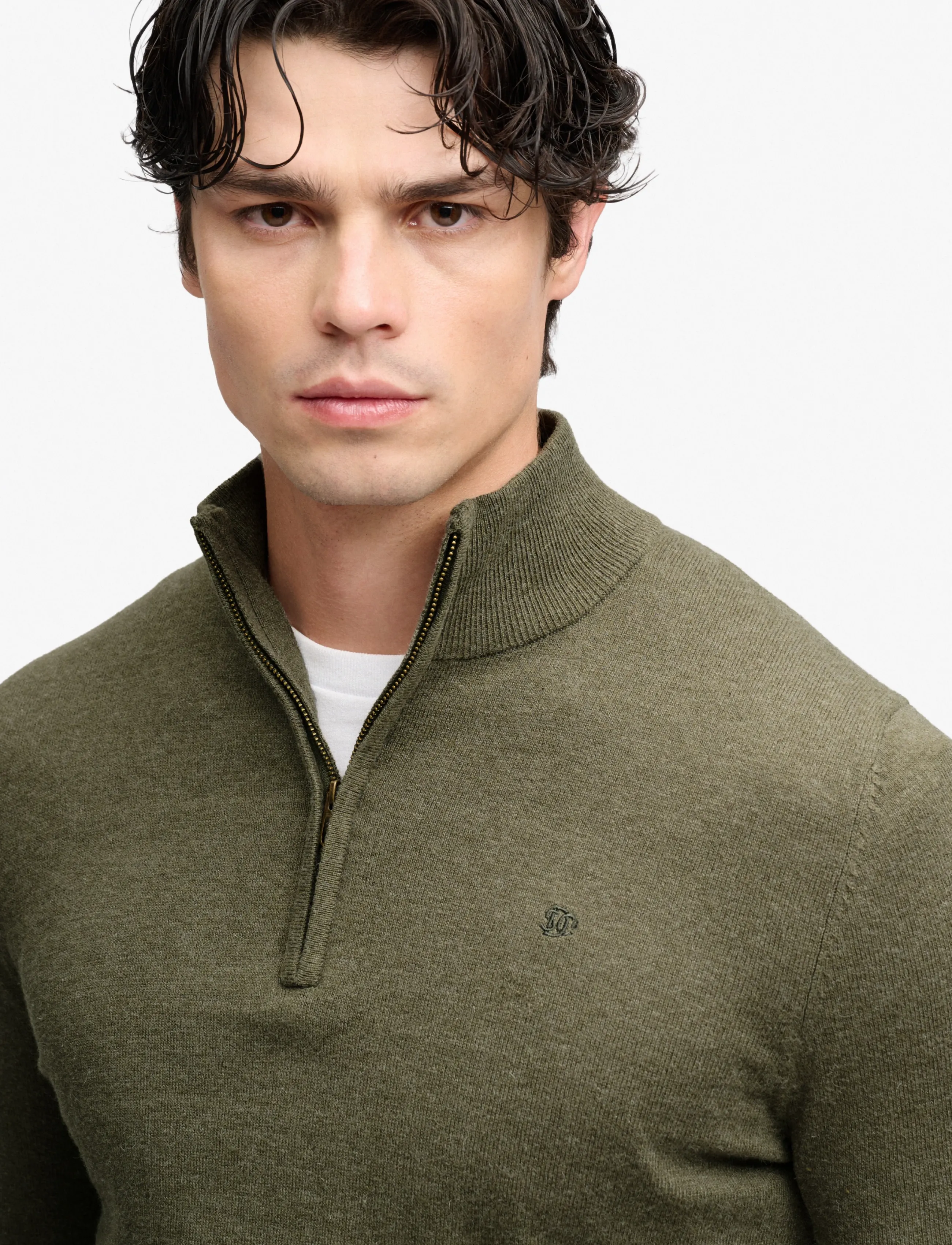 Superdry - ESS LW WOOL BLEND 1/2 ZIP - pullover mit halbem reißverschluss - lichen green marl - 4