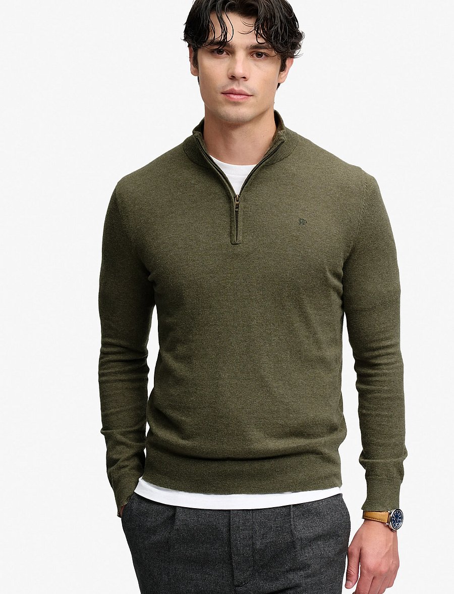 Superdry - ESS LW WOOL BLEND 1/2 ZIP - pullover mit halbem reißverschluss - lichen green marl - 5