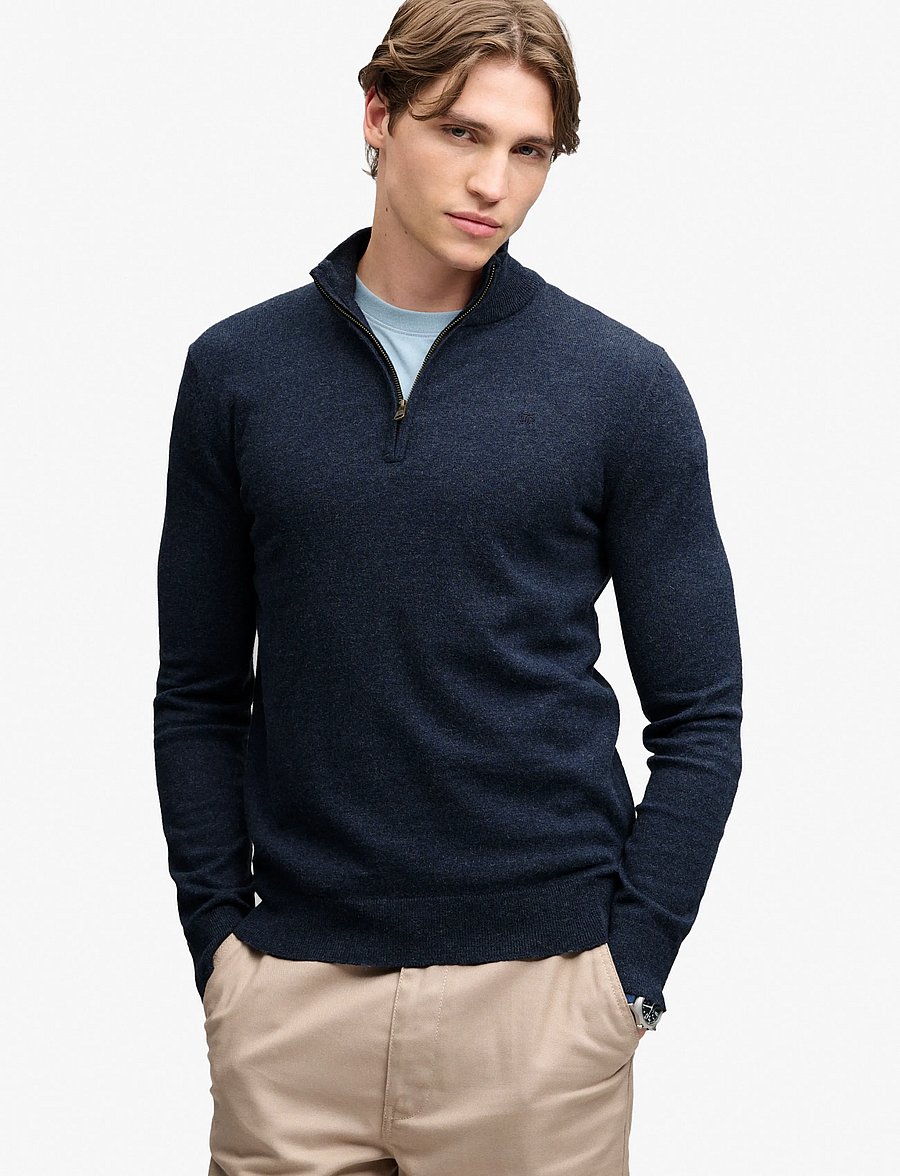 Superdry - ESS LW WOOL BLEND 1/2 ZIP - pullover mit halbem reißverschluss - rich navy marl - 0
