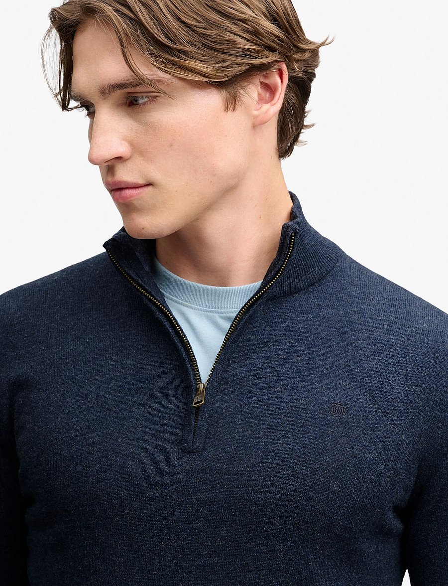 Superdry - ESS LW WOOL BLEND 1/2 ZIP - pullover mit halbem reißverschluss - rich navy marl - 3