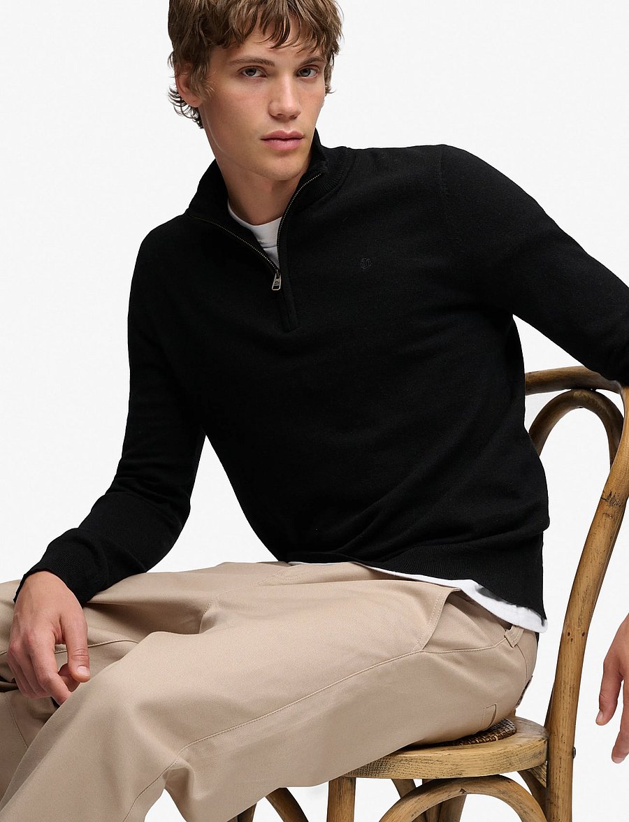 Superdry - ESS LW WOOL BLEND 1/2 ZIP - true black - 4