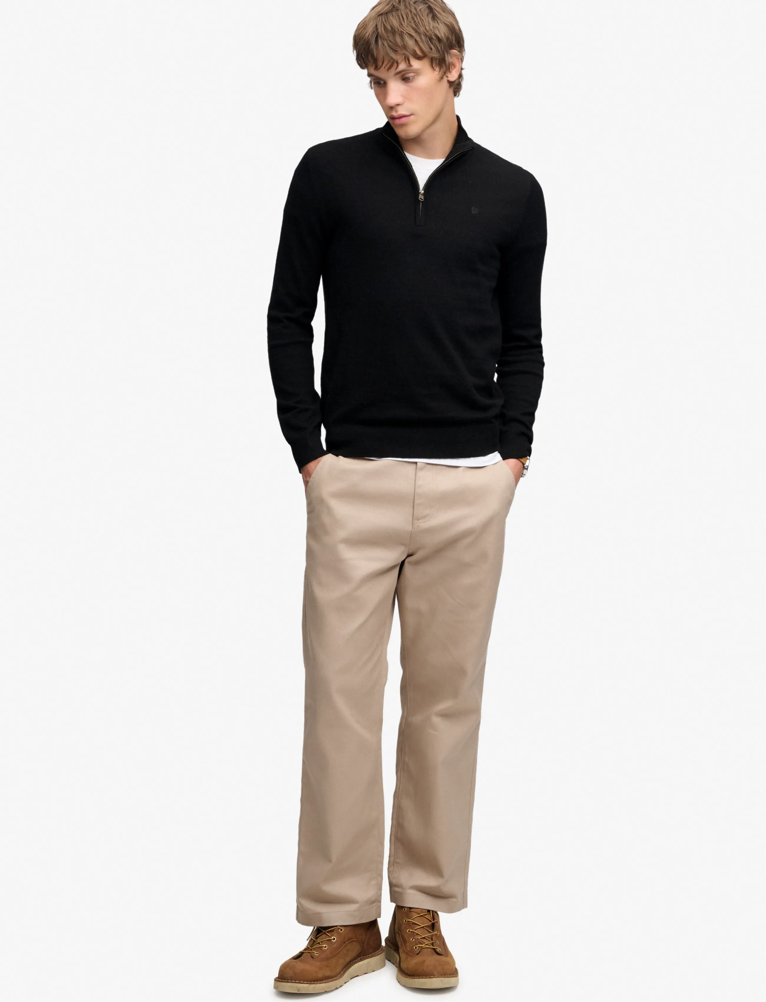Superdry - ESS LW WOOL BLEND 1/2 ZIP - true black - 5