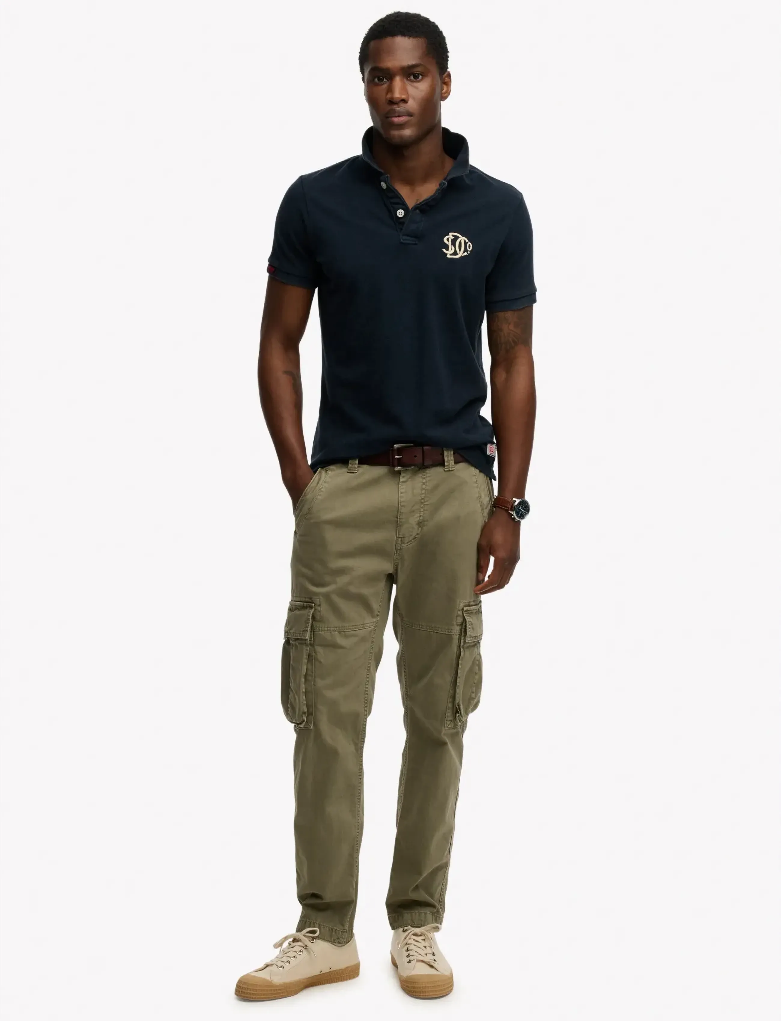 Superdry CORE CARGO PANT - Püksid - DUSTY OLIVE GREEN / khaki/green