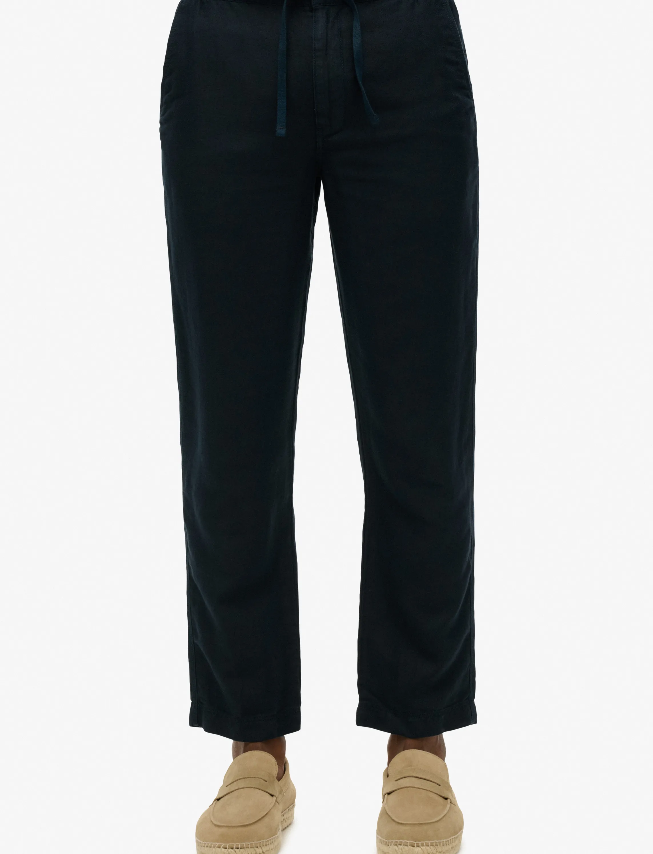 Superdry - MERCHANT LINEN PANT - hørbukser - eclipse navy - 4