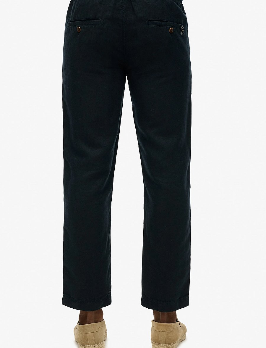 Superdry - MERCHANT LINEN PANT - leinenhosen - eclipse navy - 5