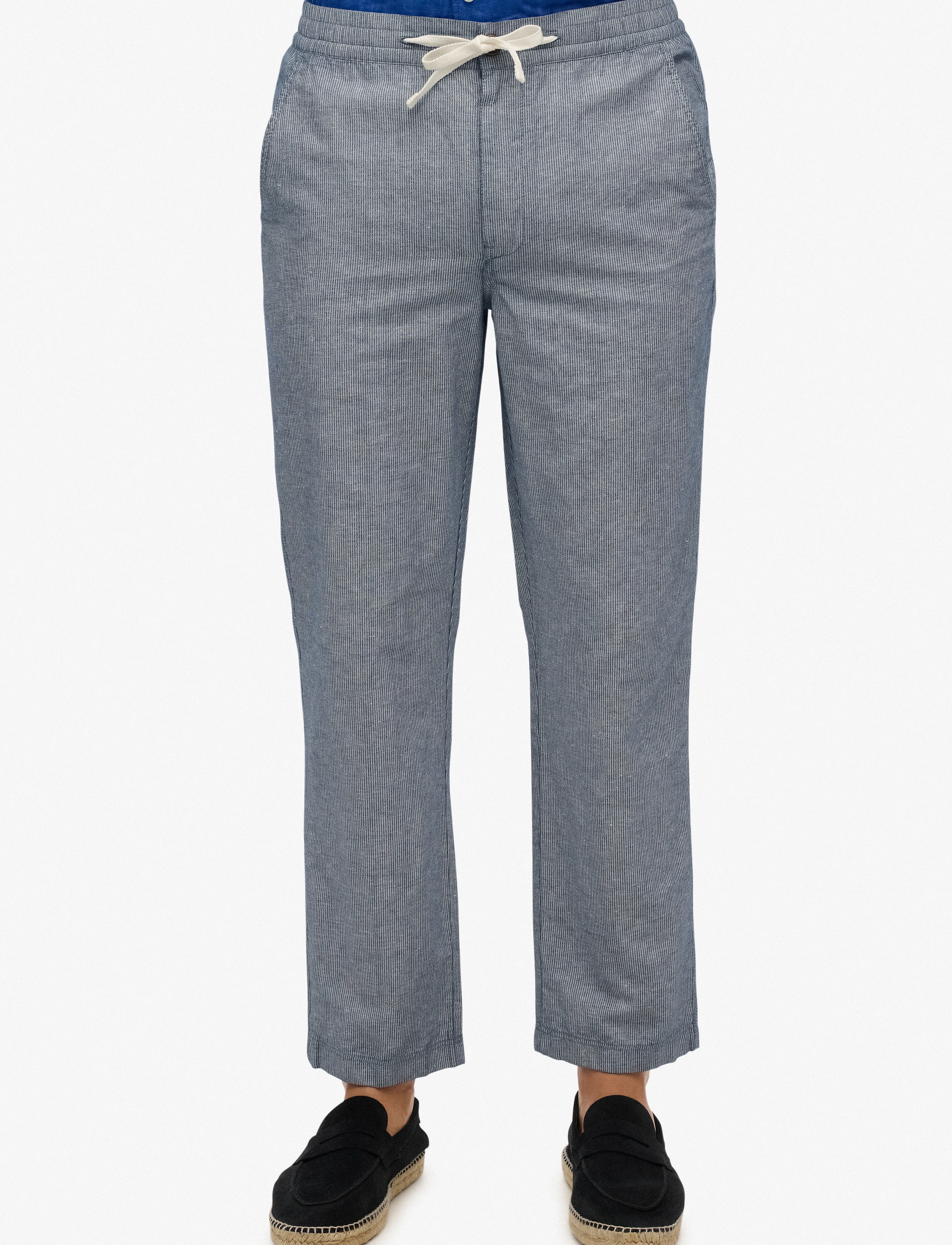 Superdry - MERCHANT LINEN PANT - leinenhosen - navy stripe - 4