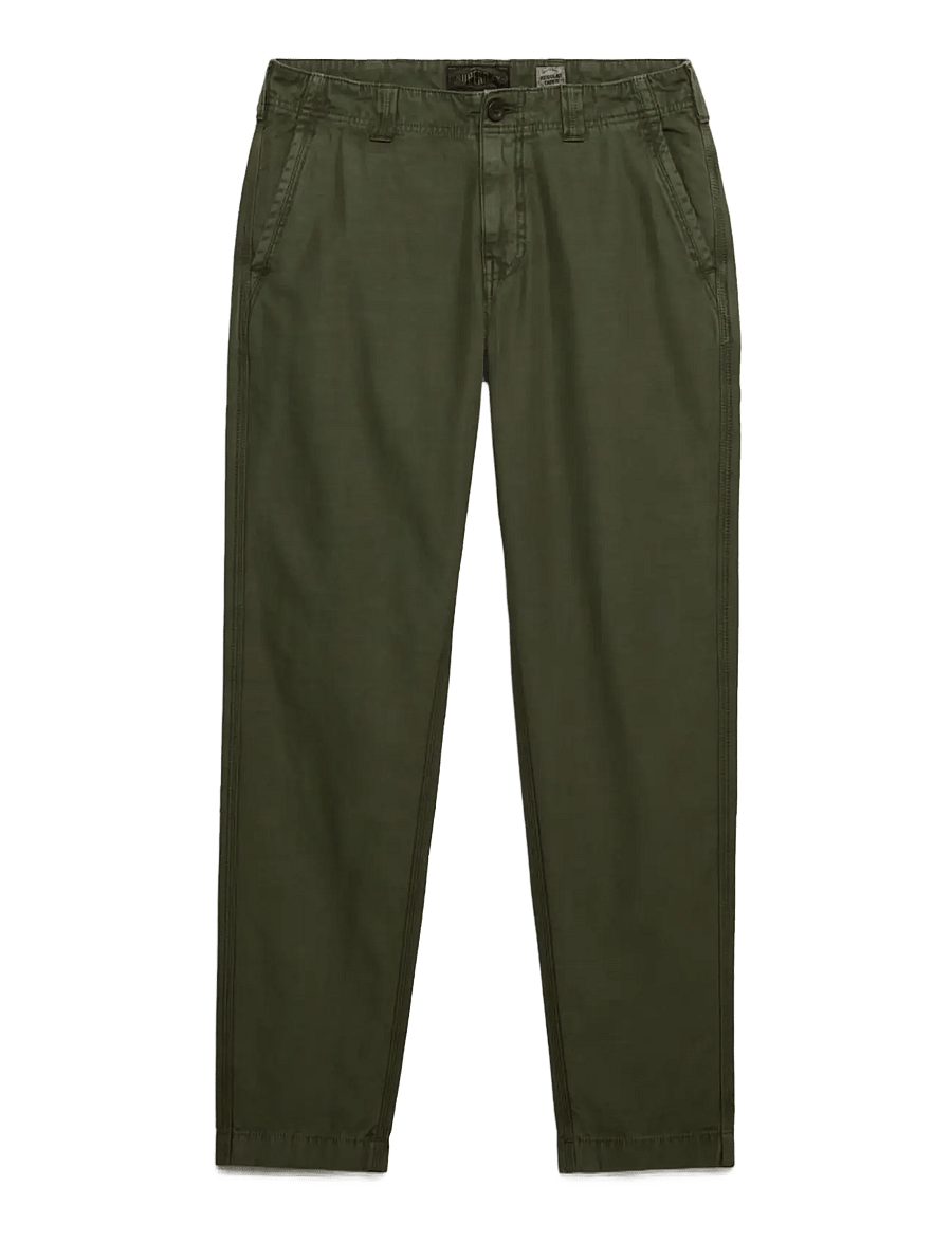 Superdry - TAPERED WASHED CHINO - chinos - chive green - 1