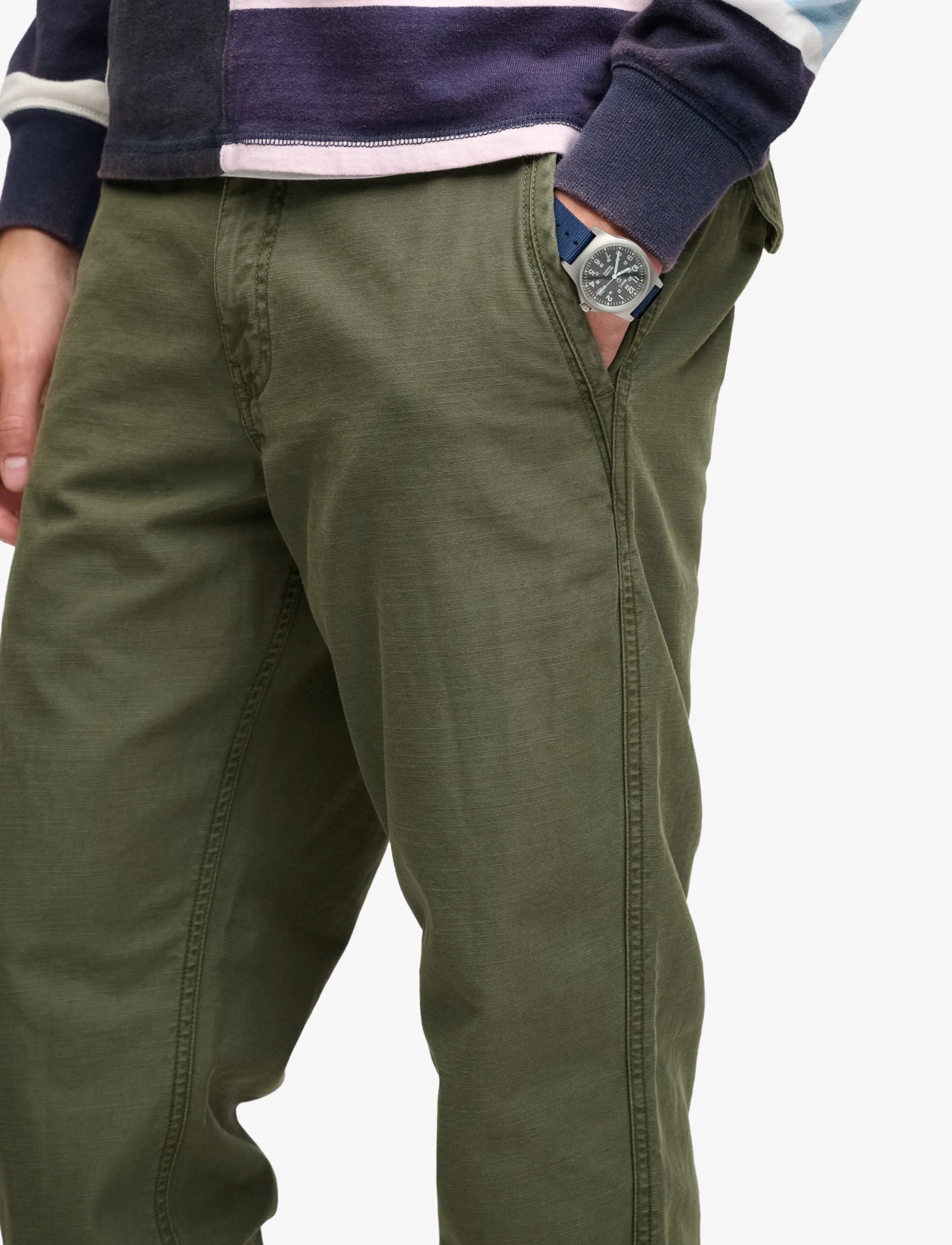 Superdry - TAPERED WASHED CHINO - chinos - chive green - 4