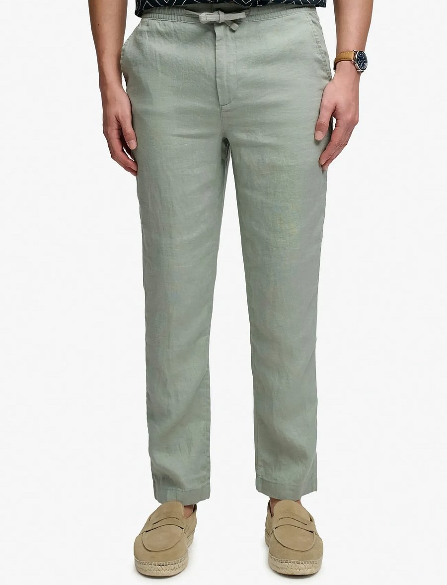 Superdry - MERCHANT LINEN PANT - linased püksid - bay green - 3