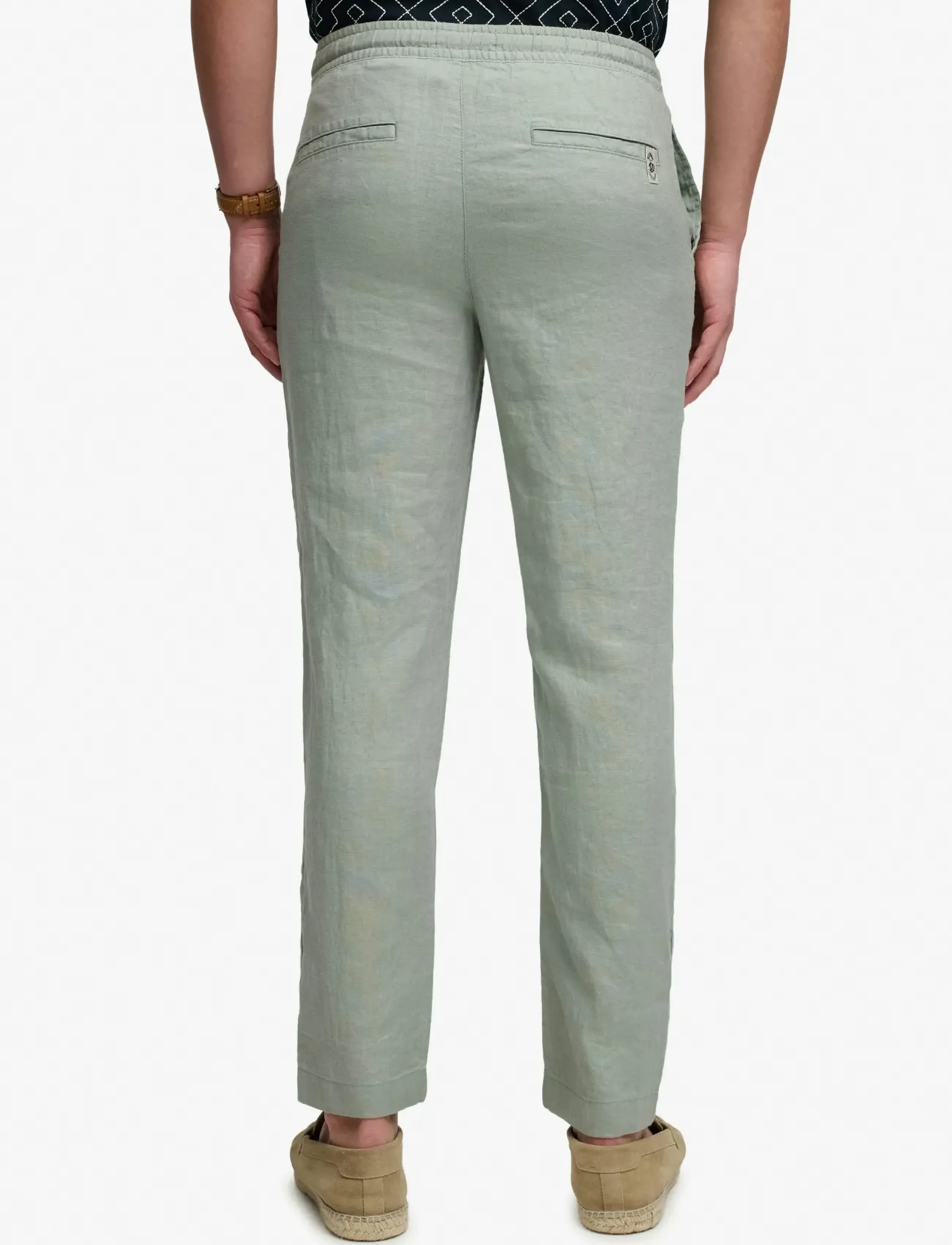 Superdry - MERCHANT LINEN PANT - linased püksid - bay green - 4
