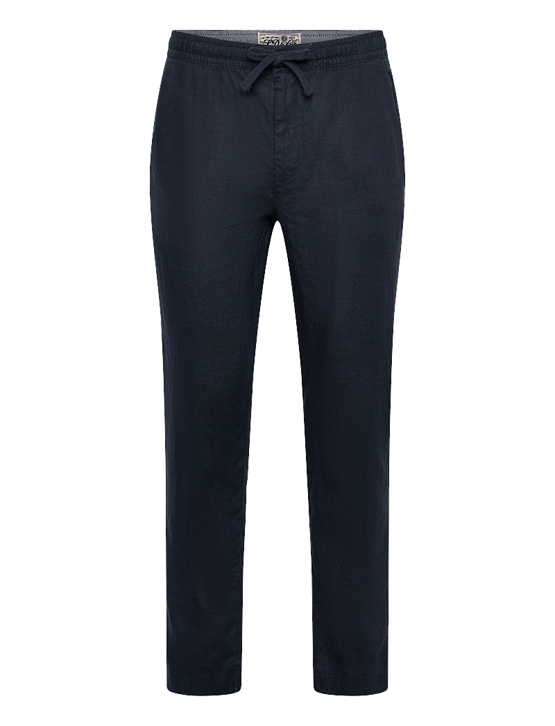 Superdry - MERCHANT LINEN PANT - hørbukser - eclipse navy - 1