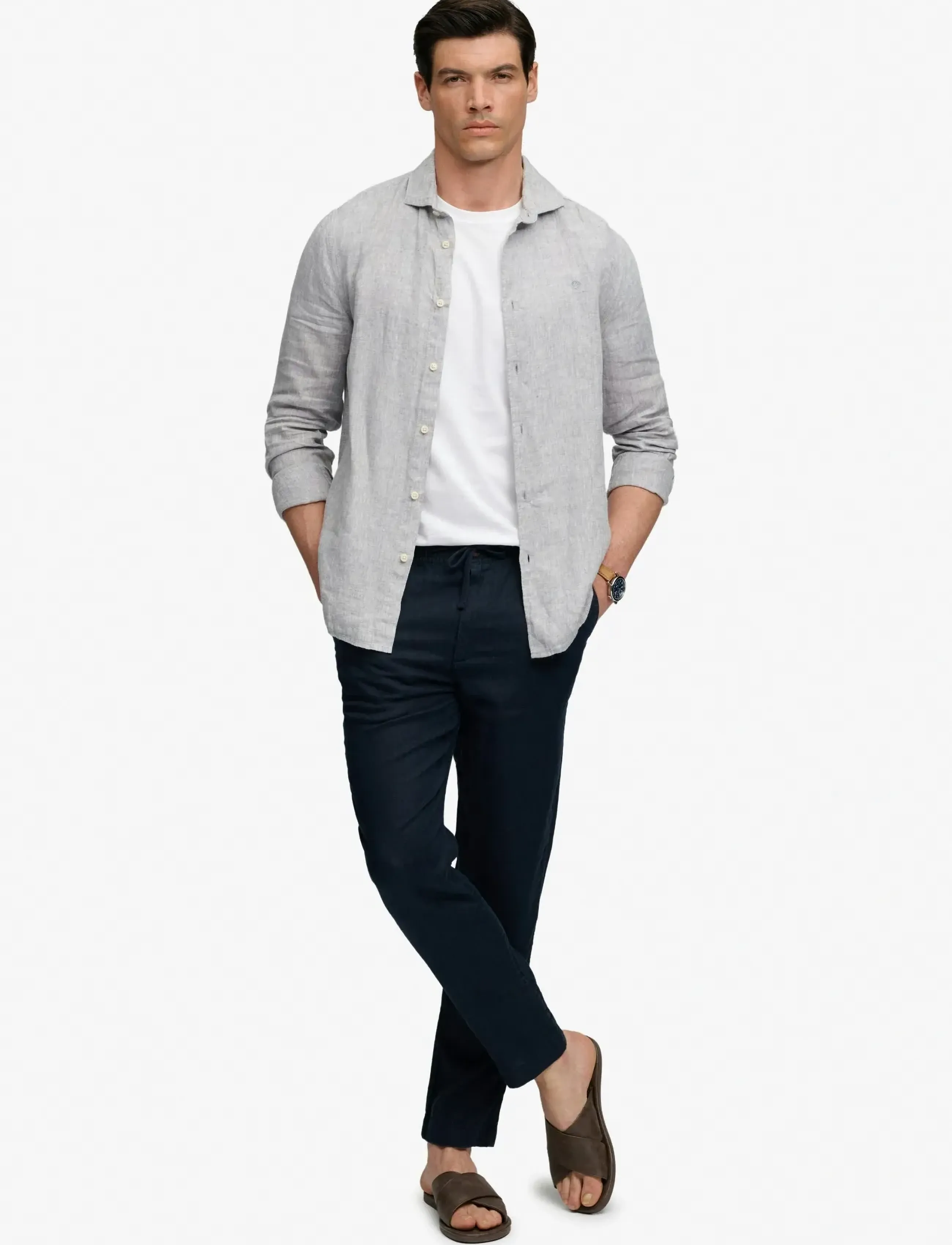 Superdry MERCHANT LINEN PANT - Pantalons - ECLIPSE NAVY / navy