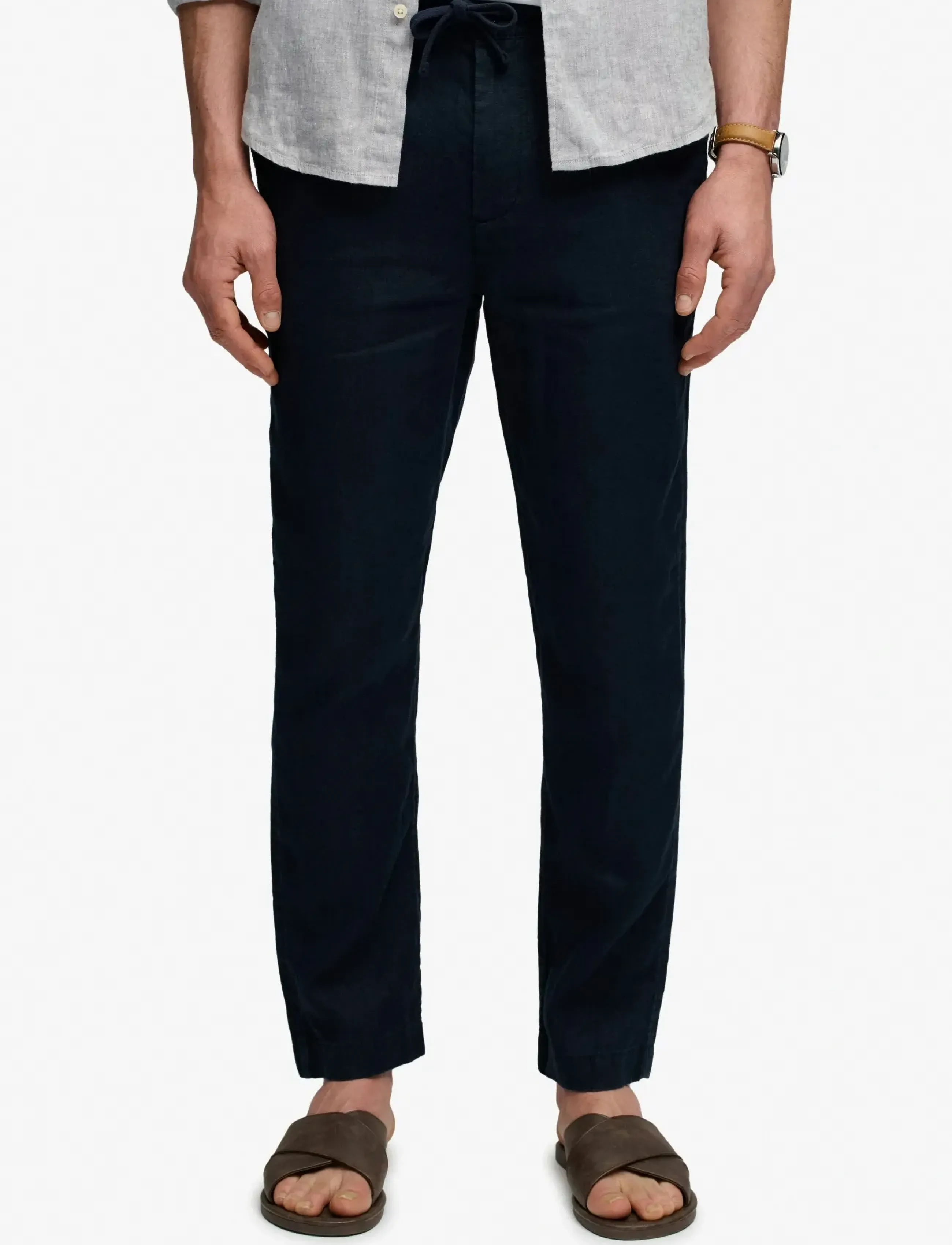 Superdry - MERCHANT LINEN PANT - kollektioner - eclipse navy - 3