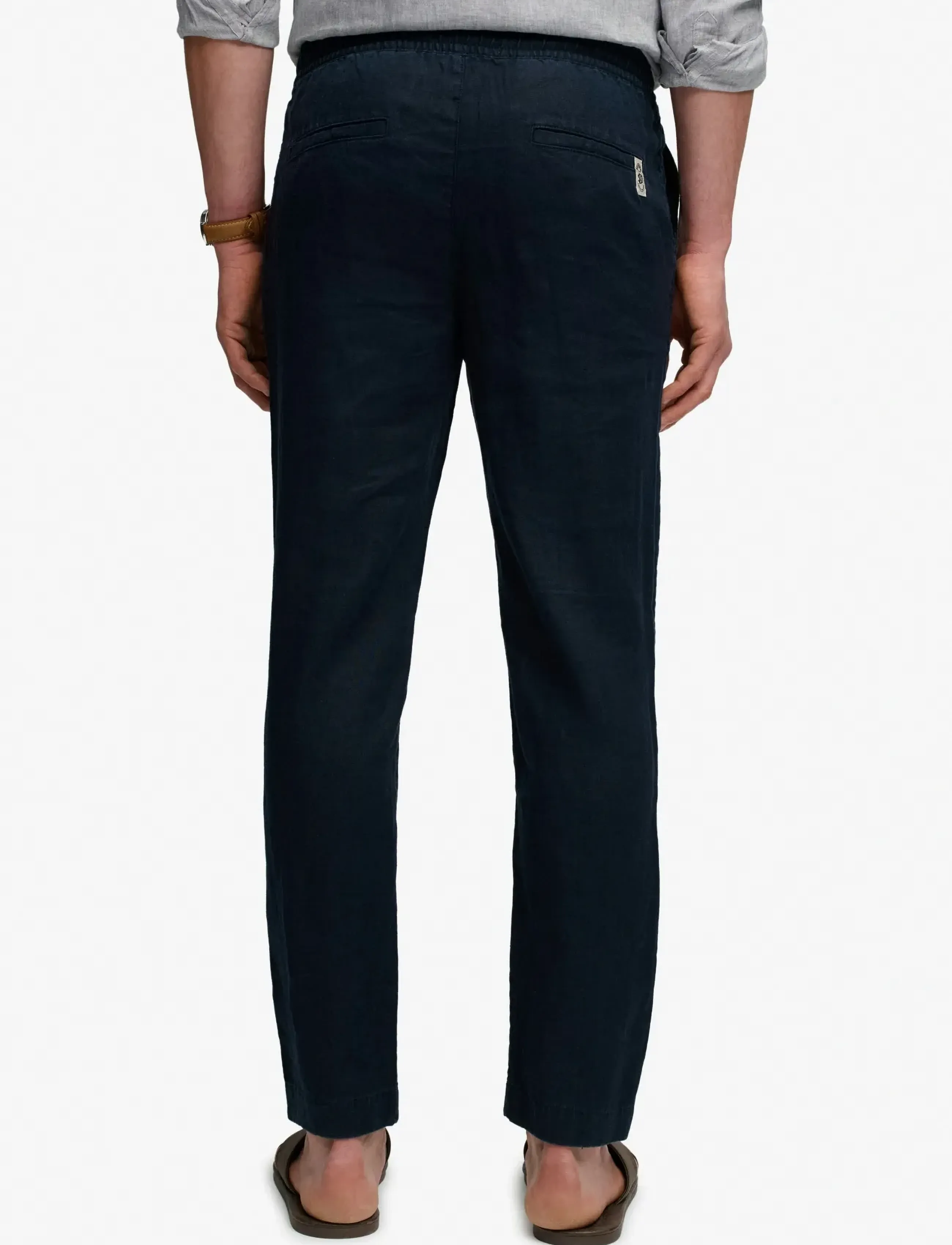 Superdry - MERCHANT LINEN PANT - leinenhosen - eclipse navy - 4