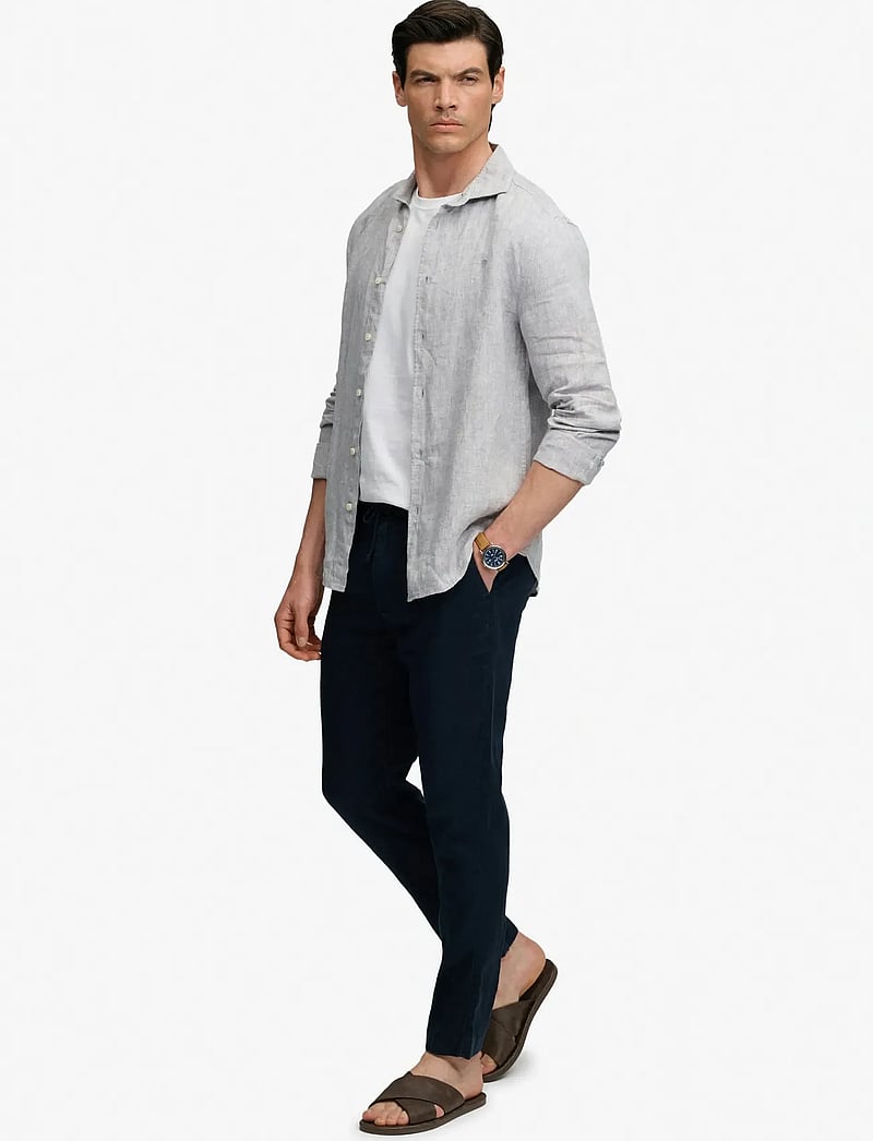 Superdry - MERCHANT LINEN PANT - hørbukser - eclipse navy - 5