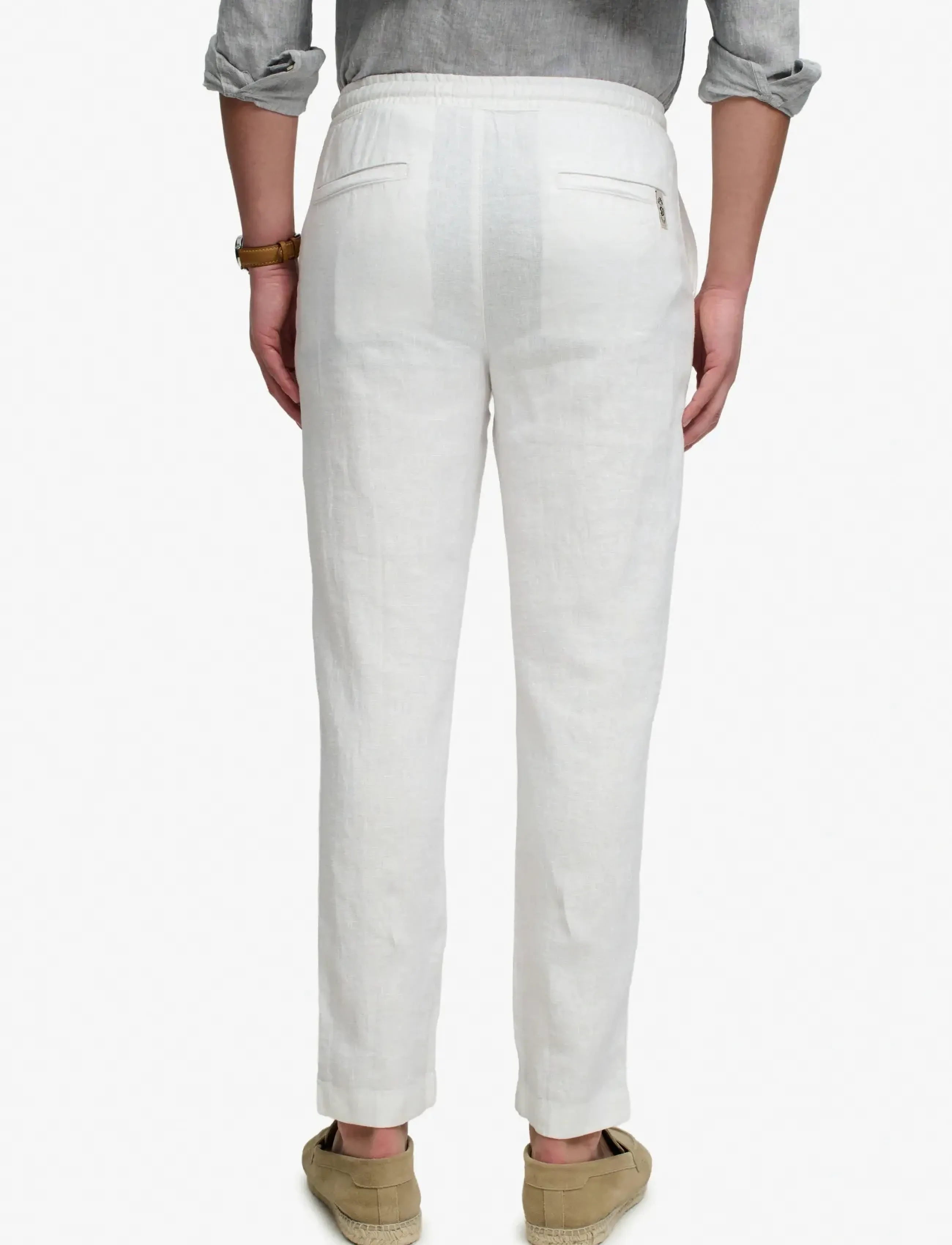Superdry - MERCHANT LINEN PANT - linnebyxor - optic - 4