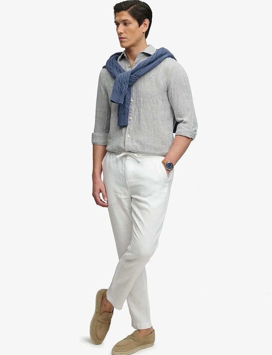 Superdry - MERCHANT LINEN PANT - linnebyxor - optic - 5