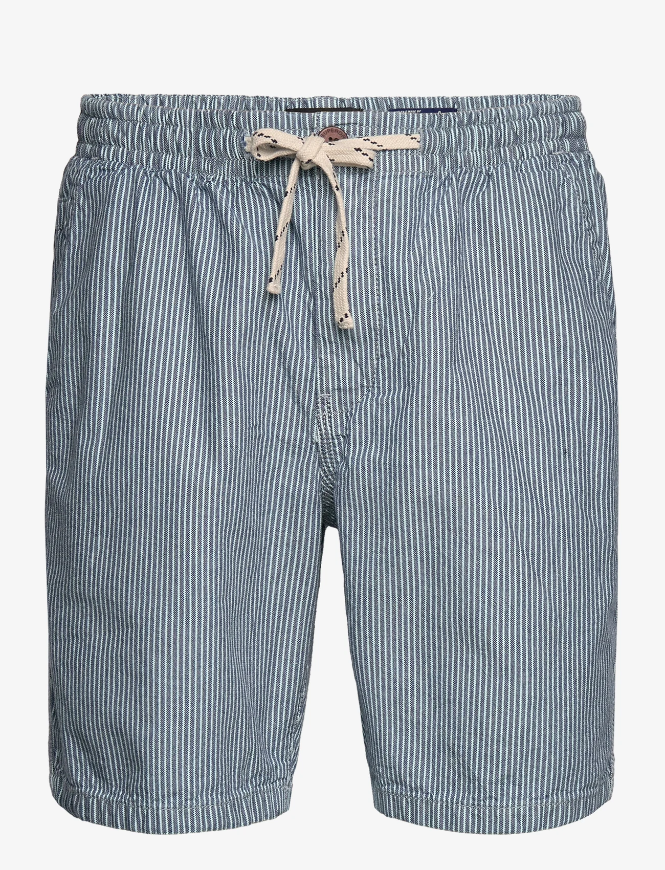 Superdry - INDIGO BERMUDA SHORT - kasdienio stiliaus šortai - washed indigo chalk stripe - 0