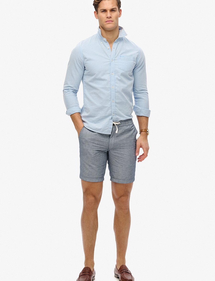 Superdry - MERCHANT LINEN SHORT - linneshorts - navy stripe - 0