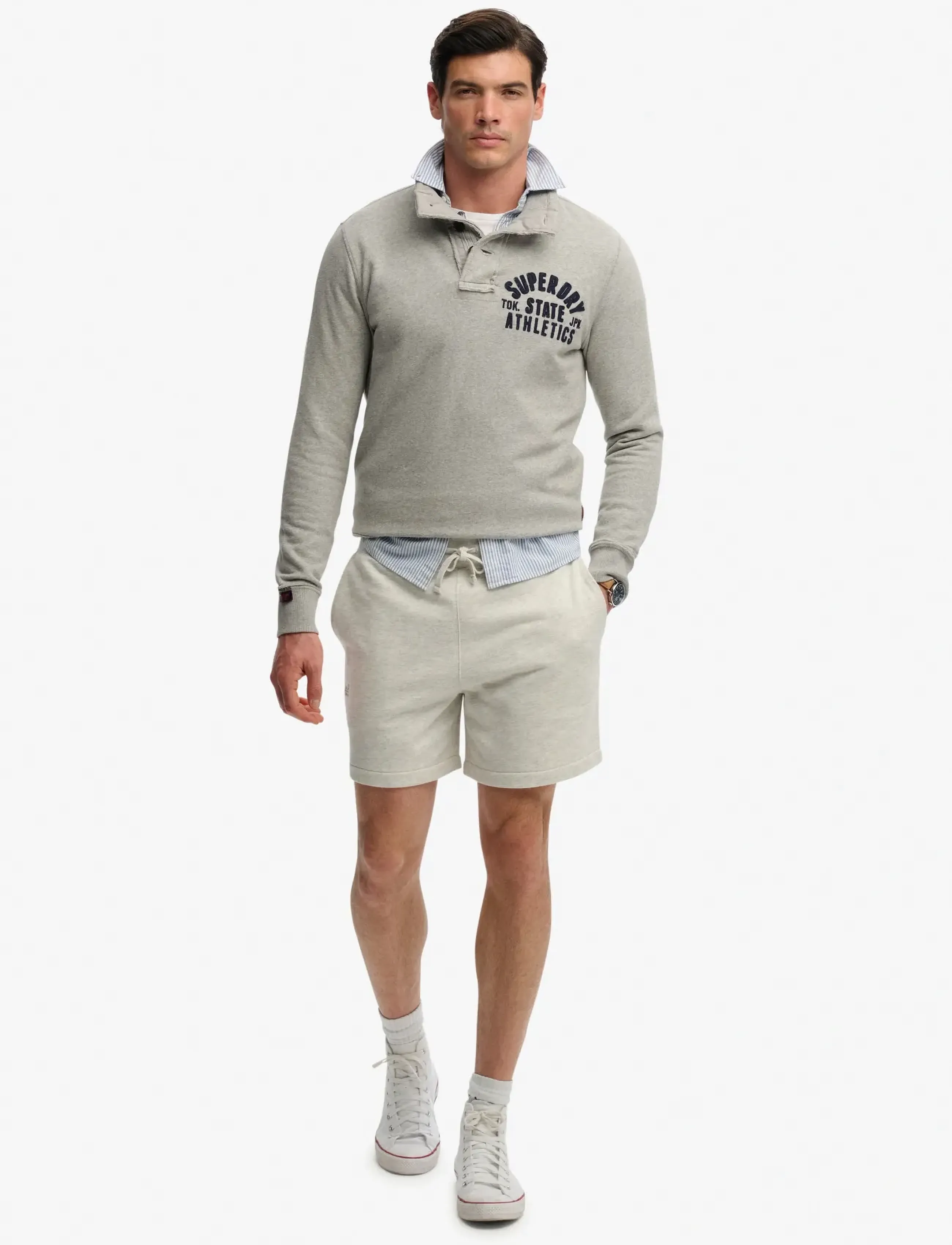Superdry - ESSENTIAL LOGO CLASSIC SHORT - sweat shorts - straw grey marl - 3
