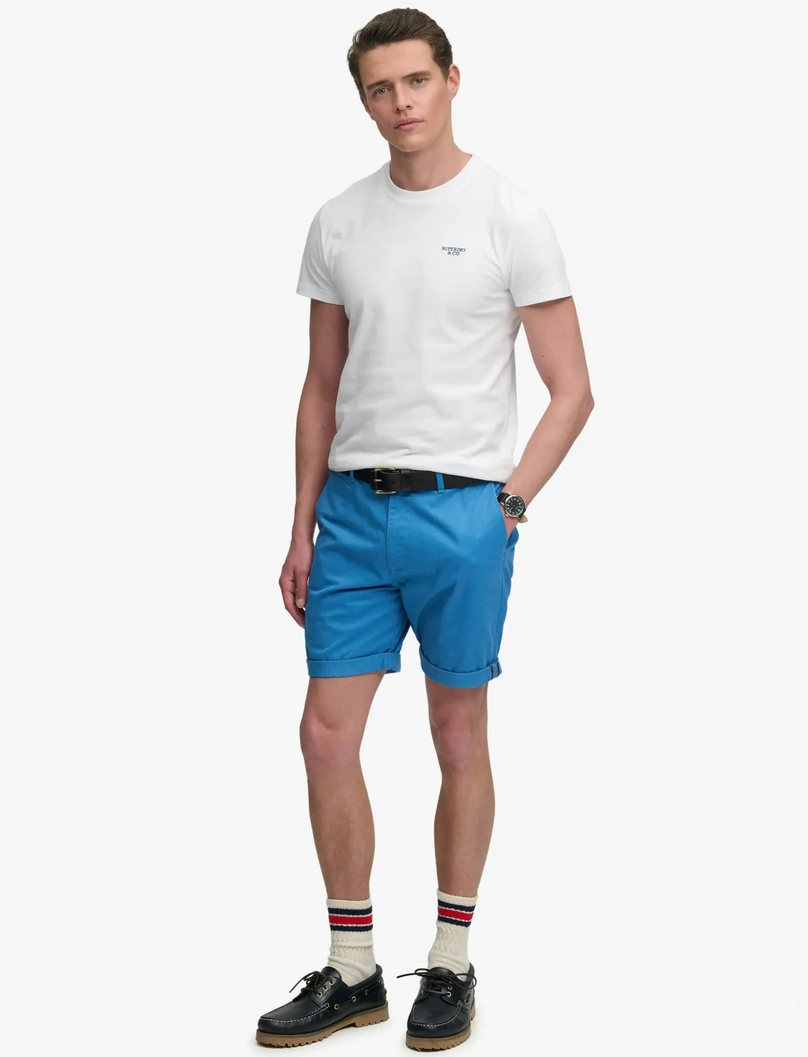 Superdry Premium Regular Chino Short, 34, Shorts, Blau - Chinos Männerswear
