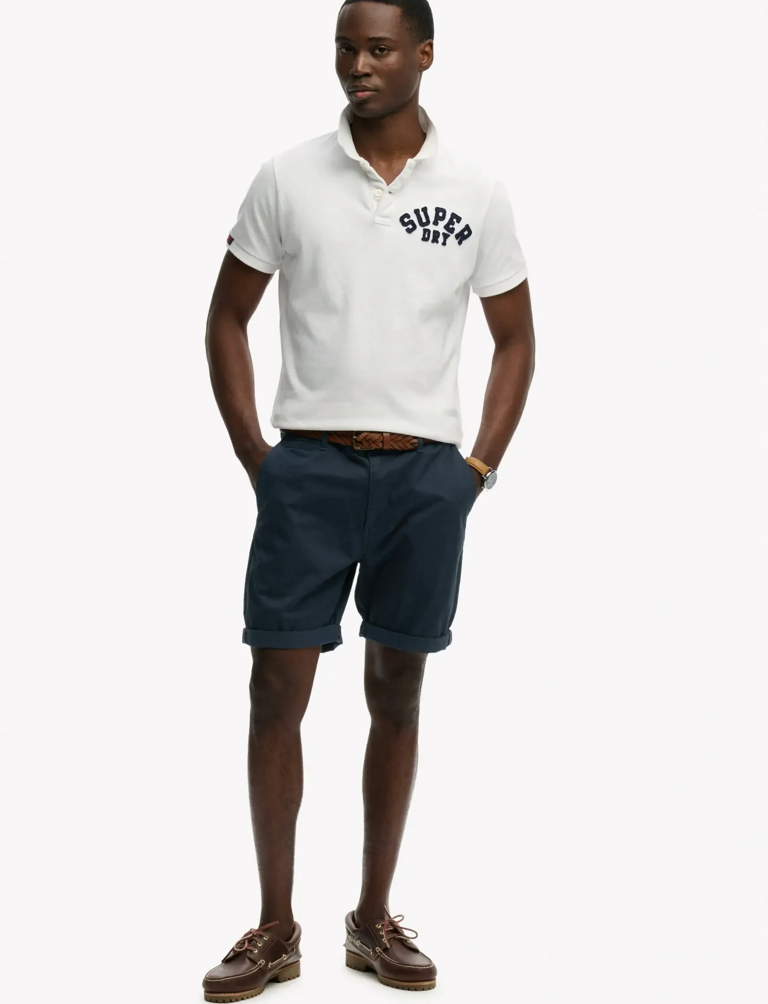 Superdry Premium Regular Chino Short, 34, Shorts, Marineblau - Chinos Männerswear