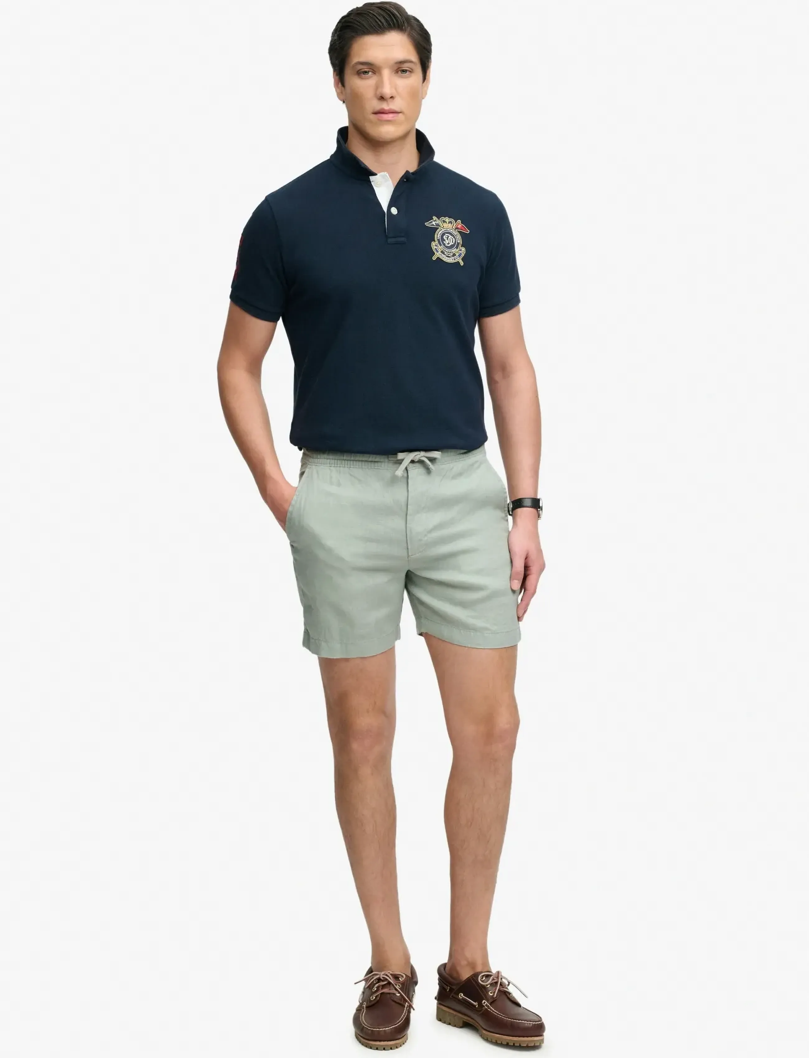 Superdry MERCHANT LINEN SHORT - Linen clothing - BAY GREEN / green