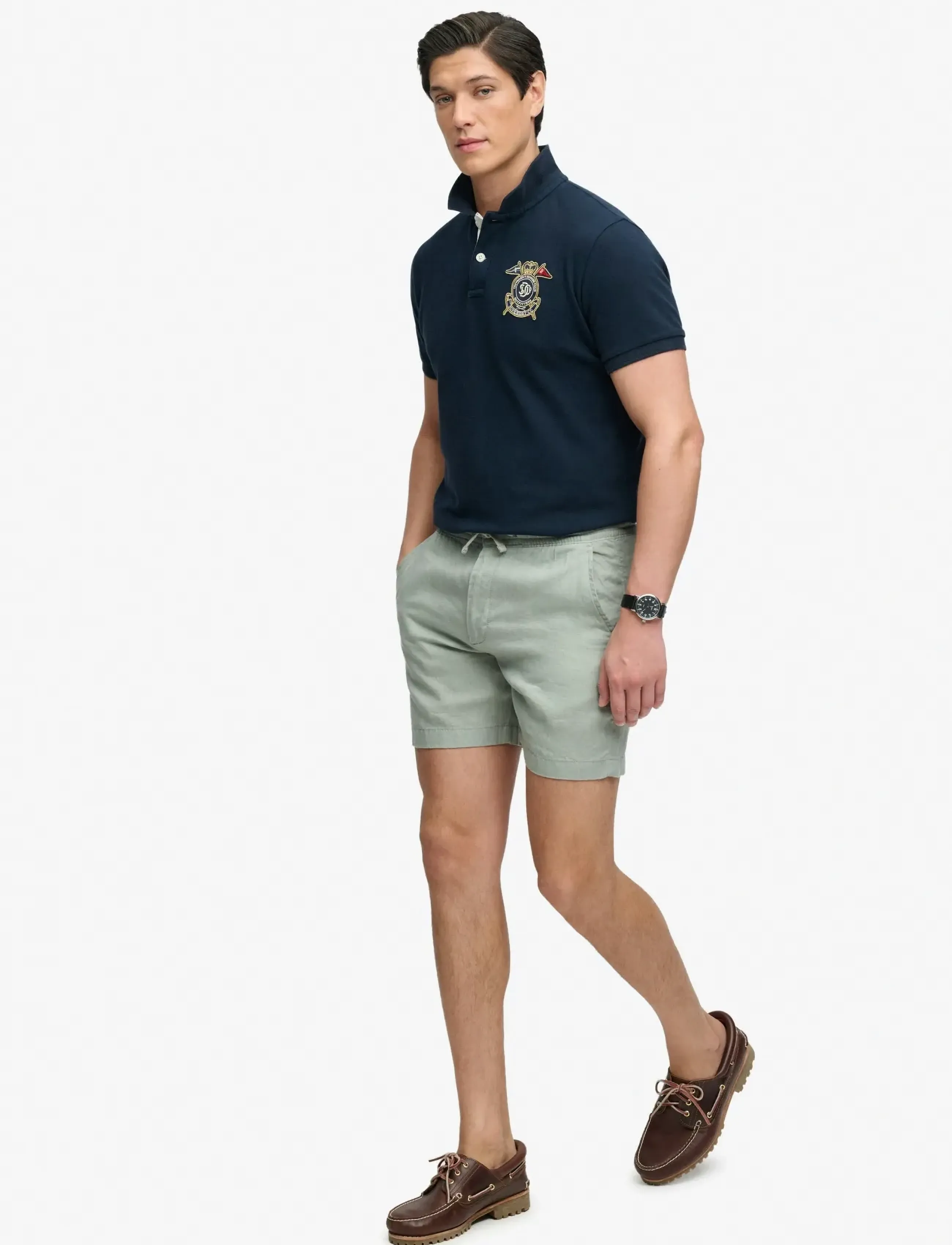 Superdry MERCHANT LINEN SHORT - Tänavastiil - BAY GREEN / green