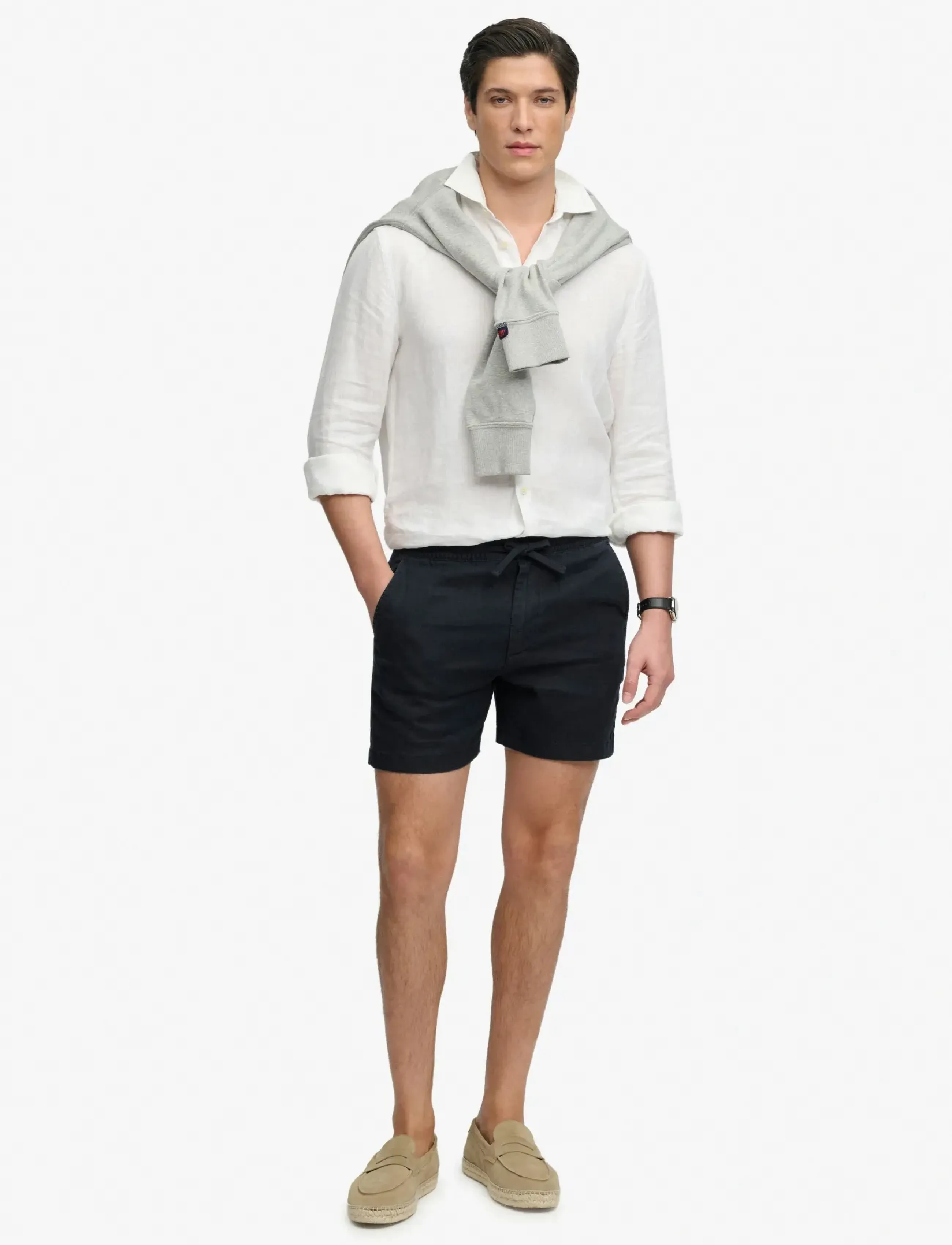 Superdry Merchant Linen Short, XXL, Navy, Badetøj > Shorts, Herre