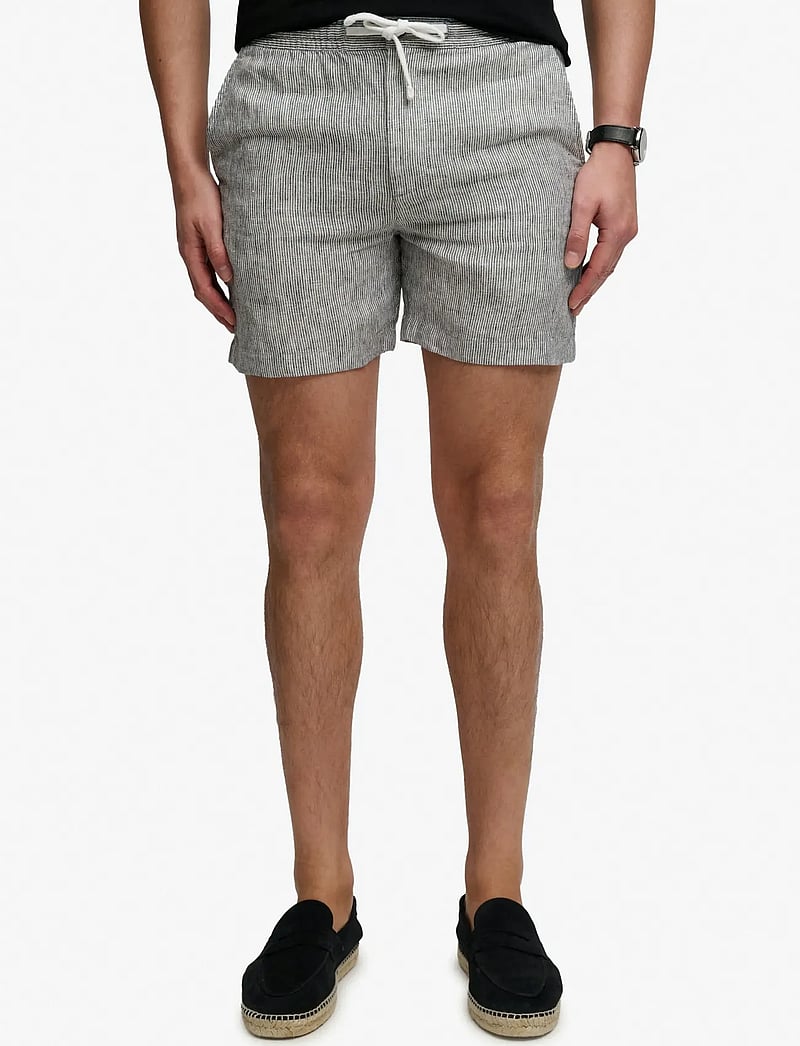 Superdry - MERCHANT LINEN SHORT - hørshorts - indigo ticking stripe - 2