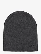 KNITTED LOGO BEANIE HAT - RICH CHARCOAL MARL